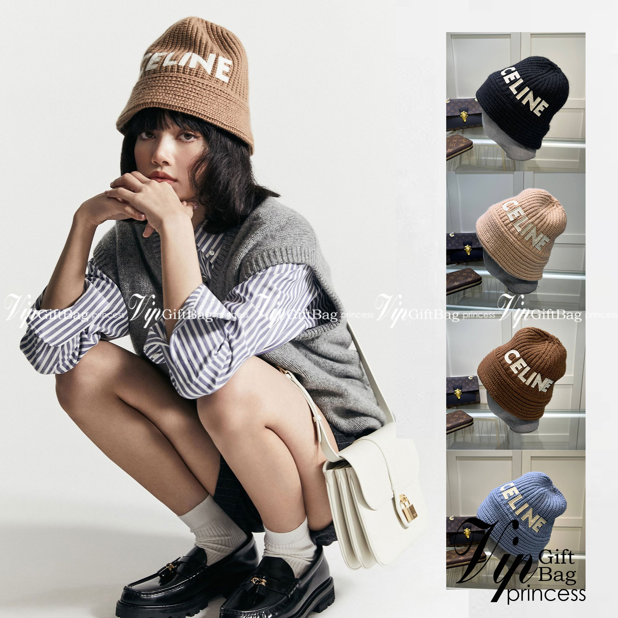 CELINE KNIT HAT / CELINE EMBROIDERED KNIT WOOL BEANIE หมวกไหมพรมเซลีน รุ่นใหม่ล่าสุด ใส่แล้วปังมากค่าา น่ารักที่สุด ใช้ได้ทั้งชายหญิง น่ารักมากกกก ไหมพรมทอแน่นเนื้อดี ตรงปกค่า