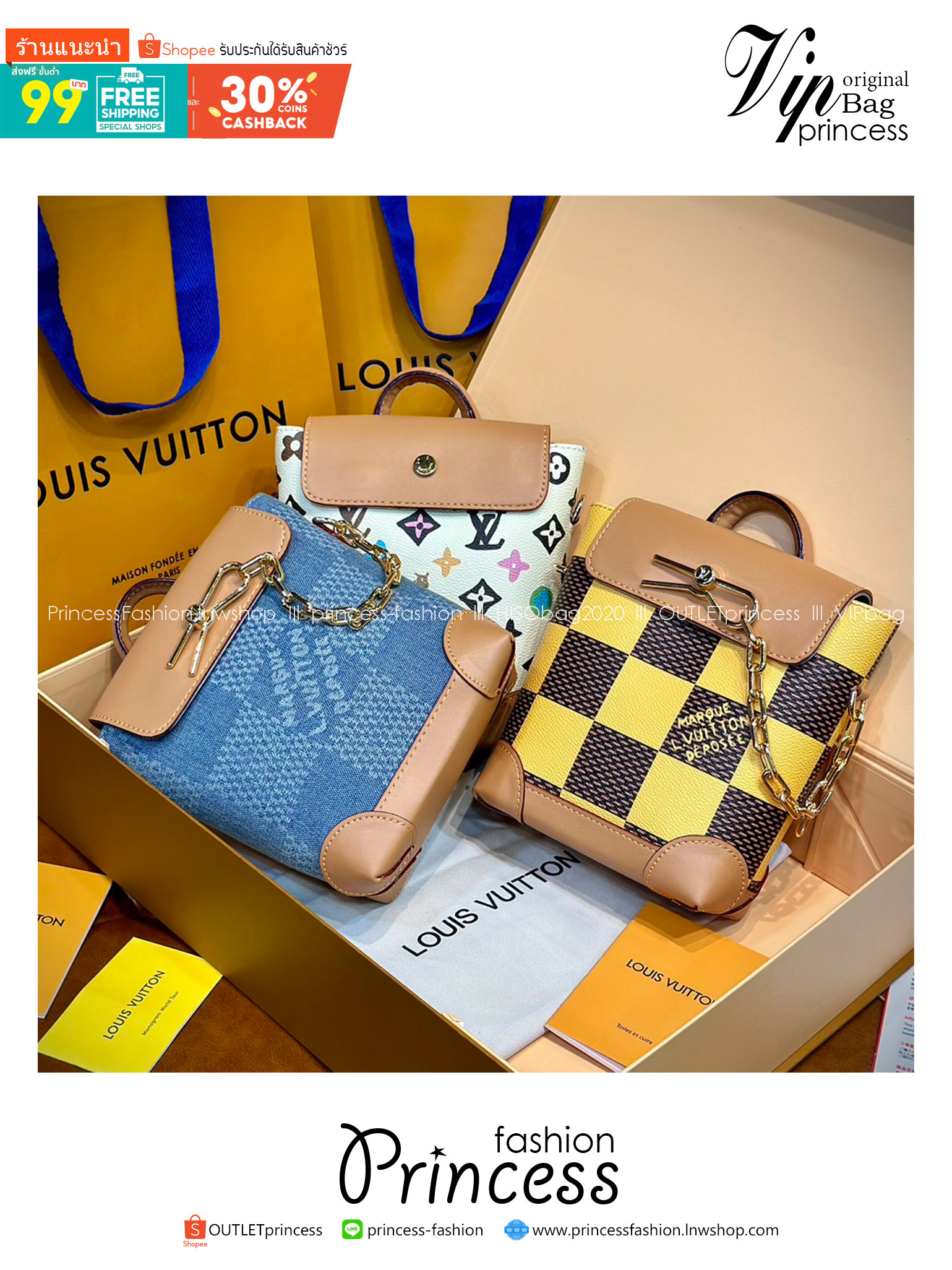 LV Nano Steamer Bag Monogram Craggy กระเป๋าสะพายดีไซส์วินเทจลายใหม่ สวยงามหรูหรา โดดเด่นสะดุดตาเป็นเอกลักษณ์ เกรดออริ