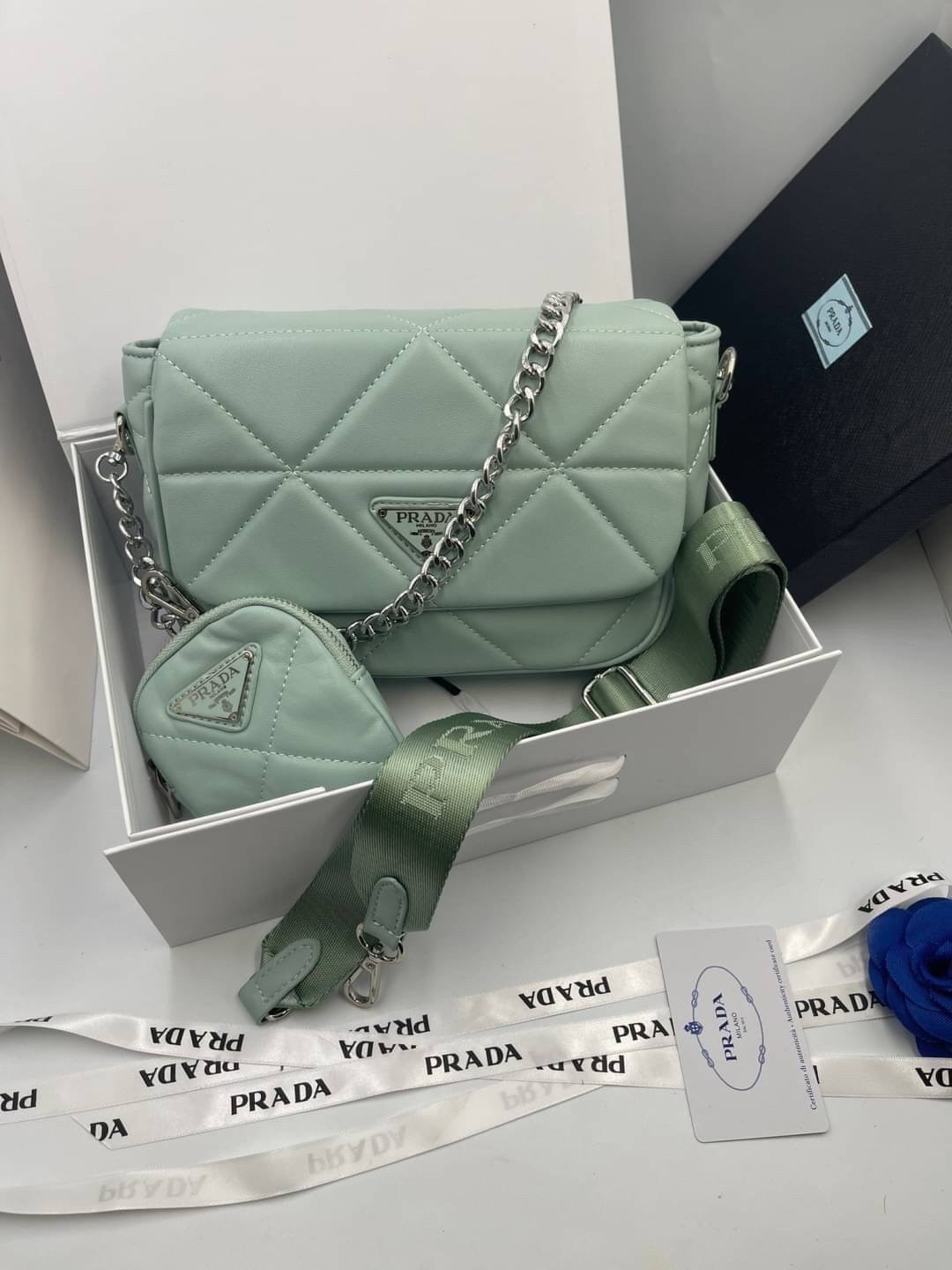 VIP 】PRADA System nappa leather patchwork bag หนังแท้ พร้อมส่งที่ไทย 6 สี