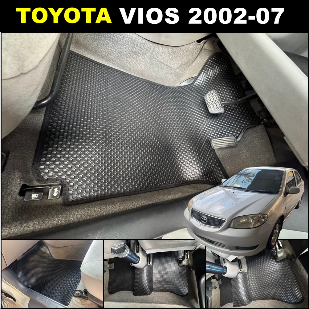 ยางปูพื้นรถยนต์ TOYOTA VIOS 2002–2007 ลายกระดุมเม็ดเล็ก PVC เข้ารูป เนี้ยบ ทน สวยครบ 5ชิ้น