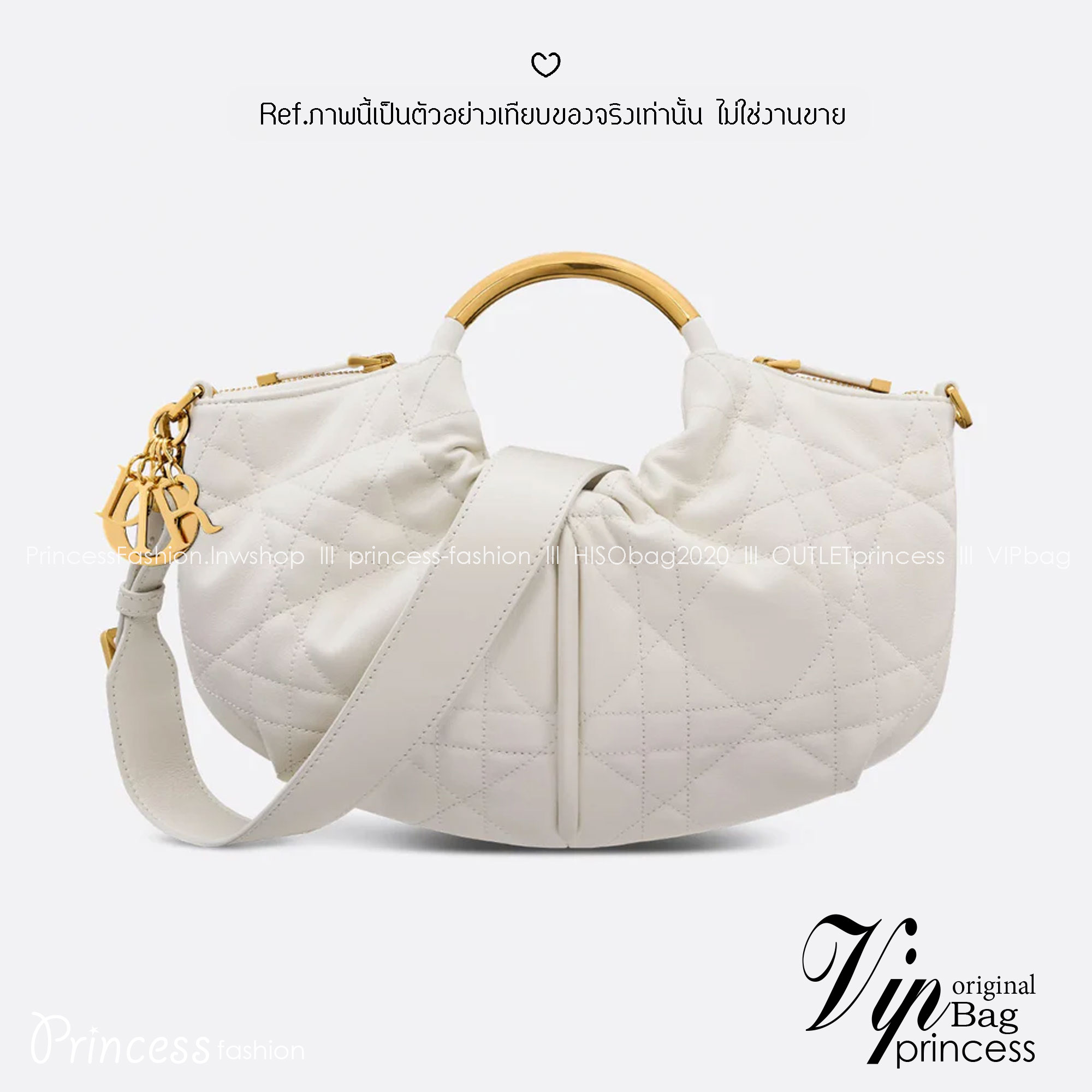 ORI หนังแท้ | DIOR Walk in Dior Purse White Macrocannage กระเป๋าสะพายทรงคลัชสุดลัคชู หรูหราเกินเรื่อง ดีไซน์ใหม่มาแรงมาก! โดดเด่นด้วยหูจับทรงโค้งสีทอง ดูแพงสุดๆ