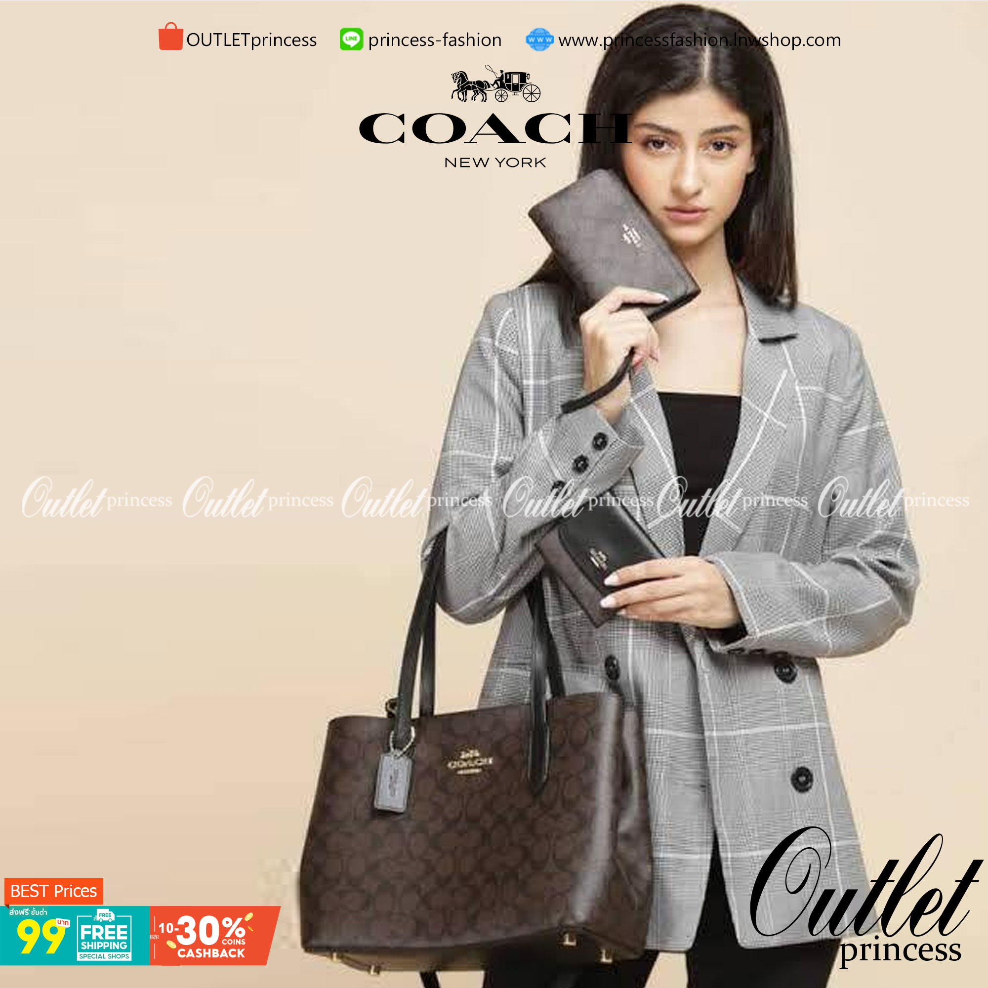 OUTLET 】COACH 73293 MINI AVENUE CARRYALL IN SIGNATURE CANVAS กระเป๋าสะพายรุ่นคลาสสิค คัมแบคแล้วจ้าแม่!! ไซส์กำลังสวย วัสดุหนังแคนวาสคุณภาพดี ด้านข้างเก็บทรงได้ เปิด-ปิดด้วยกระดุมแม่เหล็ก ใช้งานง่าย มีช่องซิป ใบนี้เห็นเล็กๆ แต่จุได้เยอะพอสมควรเลยน้า ɣ