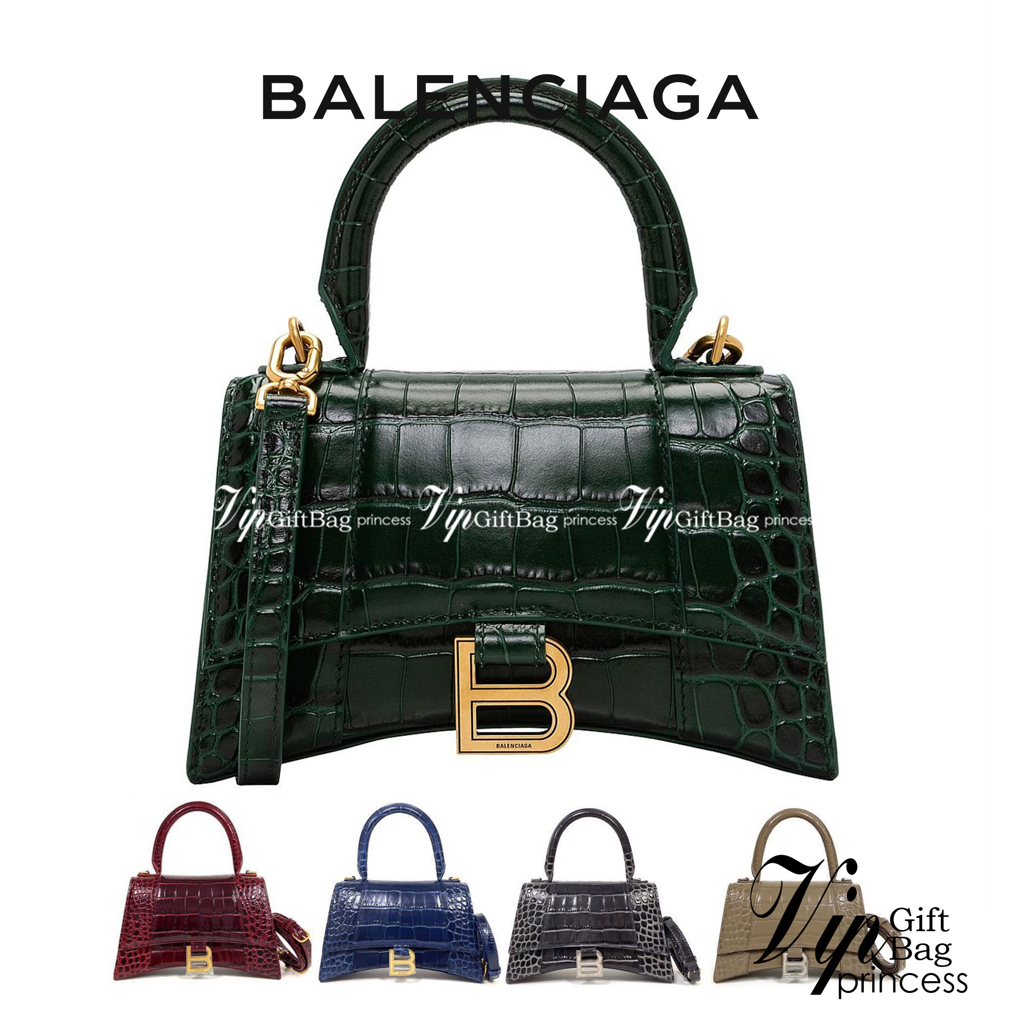 หนังแท้ BALENCIAGA HOURGLASS TOP HANDLE XS Shiny crocodile embossed calfskin การสร้างสรรค์ที่มีเอกลักษณ์เฉพาะตัว หรูหรา โทนสีโดดเด่น วัสดุหนังแท้ลายจระเข้ ภายในโล่งกว้างหนังแนปป้าอย่างดี เกรดออริจินอล ตอบโจทย์ได้ทุกลุค ทุกไลฟ์สไตล์ ภาพสินค้าถ่ายจากงานขายจ