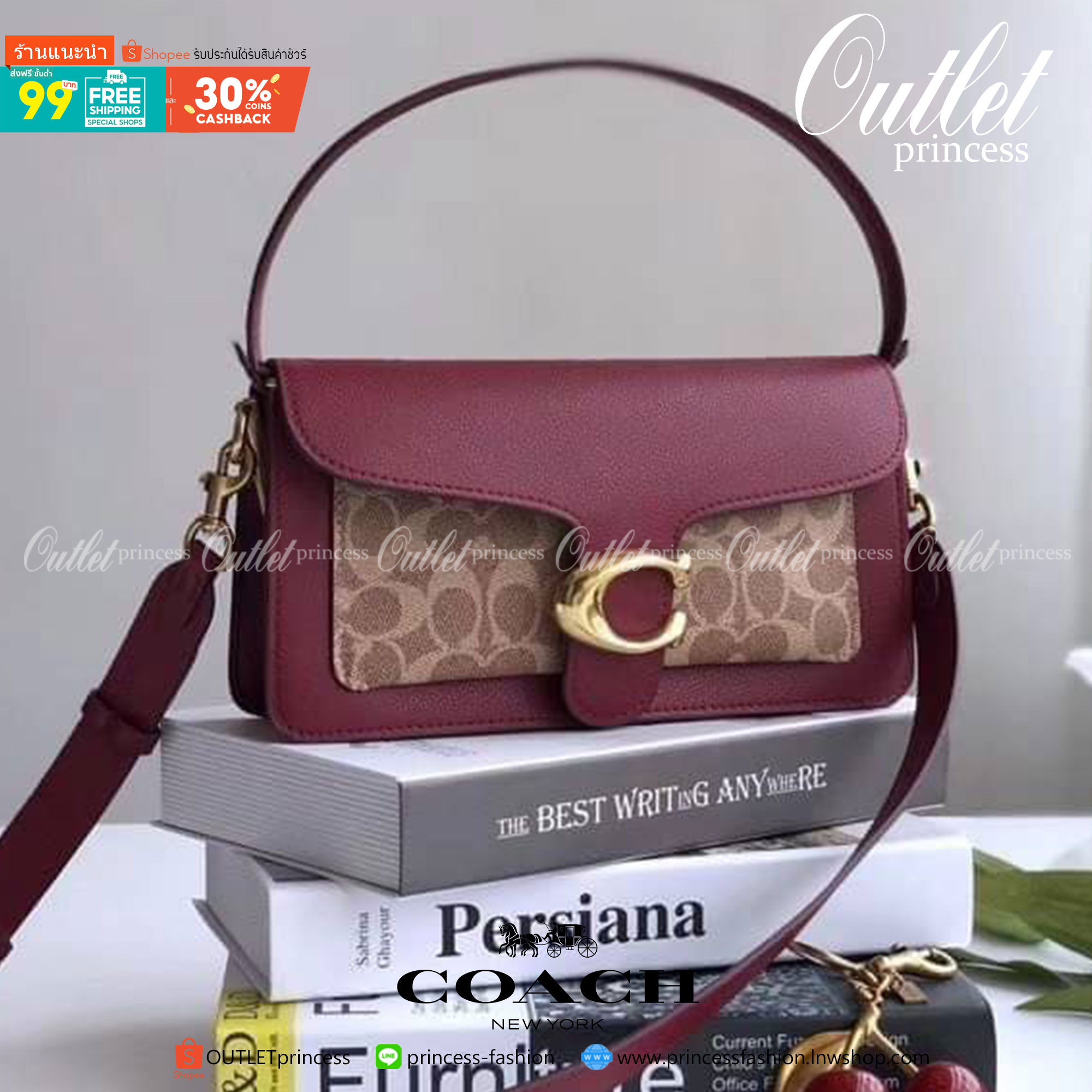 ของแท้ 💯% Coach Tabby Shoulder Bag 26 Polished pebble leather, suede and refined calf leather Inside zip RED1