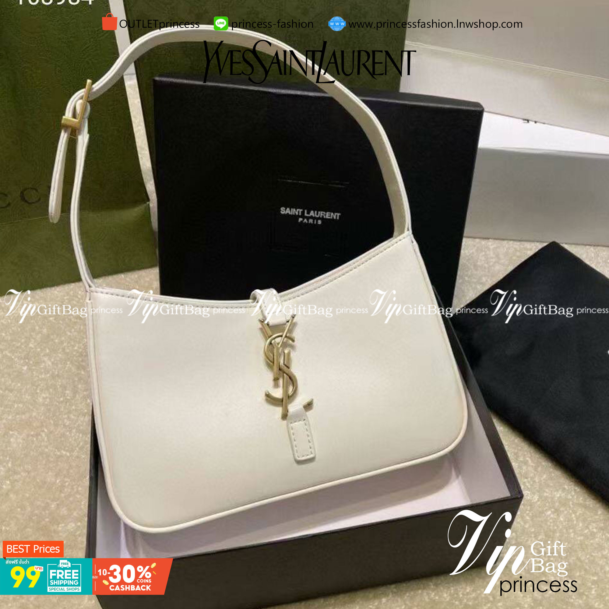 VIP 】หนังแท้ YSL SAINT LAURENT Le 5 à 7 leather shoulder bag