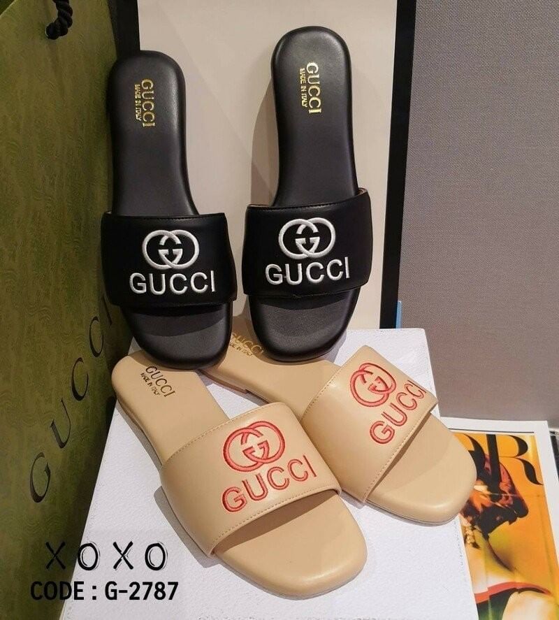 Gucci แตะสวม พื้นฟองน้ำนุ่มมาก สายคาดด้านบนรองซับกำมะหยี พร้อมโลโก้แบรนด์งานปัก ใส่สบาย น้ำหนักเบา แมส์ชุดง่าย