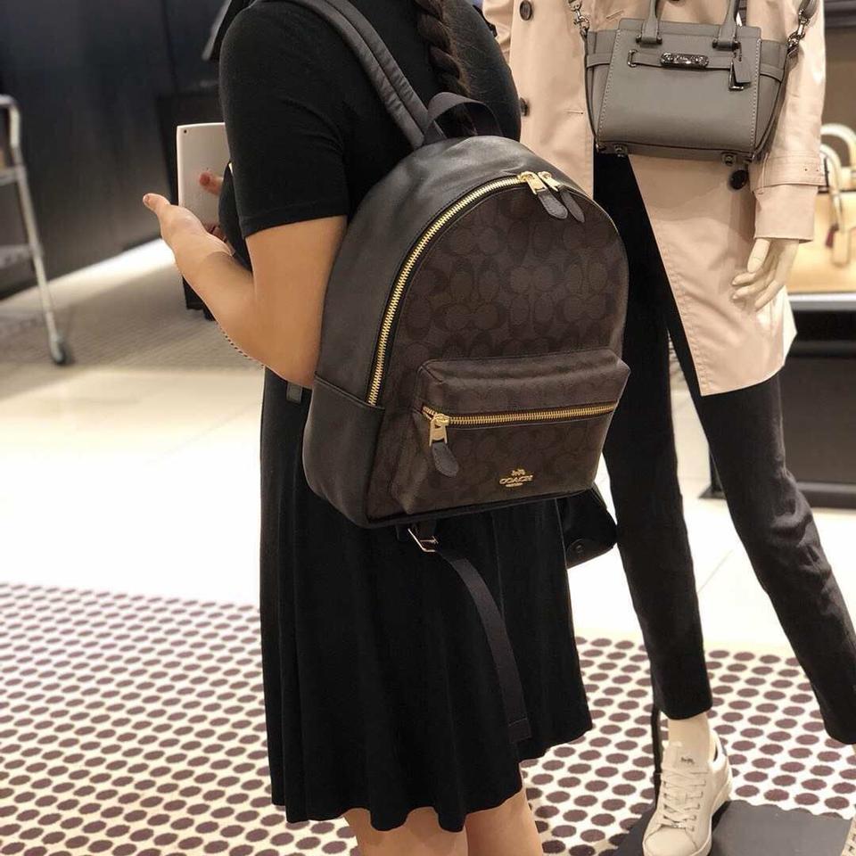 ของแท้ 💯% Coach F32200 Medium Charlie Backpack In Signature Canvas (3สี ดำ,น้ำตาลเข้ม/อ่อน)