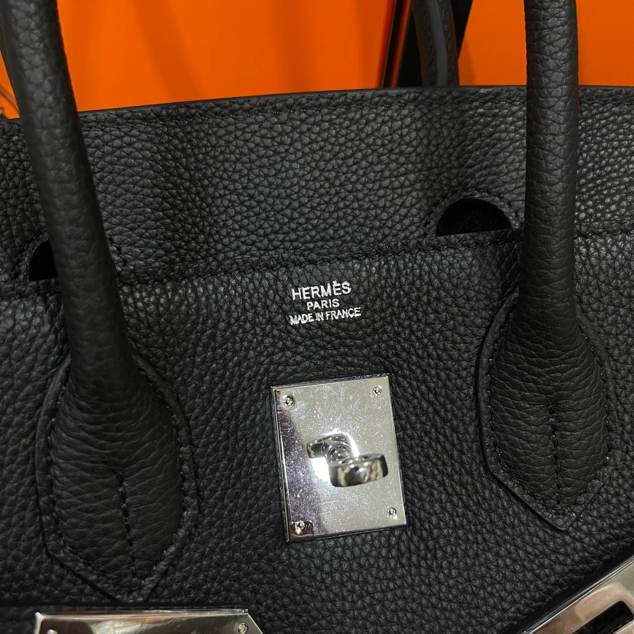 หนังแท้ Hermes BIRKIN 25CM epsom in MAUVSSYLESTE COLOR FULL HANDMADE GOLD HARDWARE เกรดออริจินอล ภาพสินค้าถ่ายจากงานขายจริง