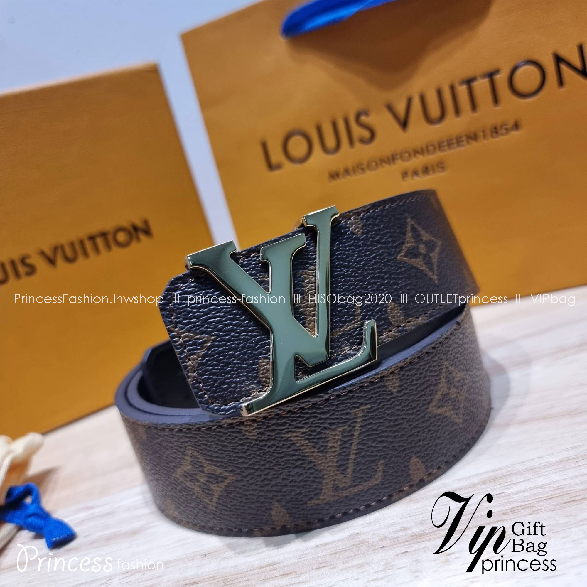 LV Belt Monogram / Silver- Gold เข็มขัดสุดคลาสสิค เรียบง่าย ผู้ดี เป็นซิกเนเจอร์ ด้วยดีไซน์ที่เป็นอมตะ หัวเข็มขัด solid steel อะไหล่ทองและอะไหล่เงินโดดเด่น