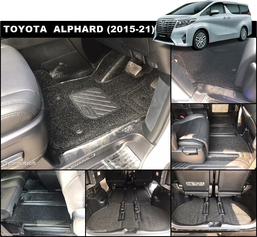 พรมดักฝุ่นไวนิลรีดขอบ TOYOTA ALPHARD (2015-21) พรมดักฝุ่นในรถ สีดำ เกรดA หนานุ่ม เต็มคัน