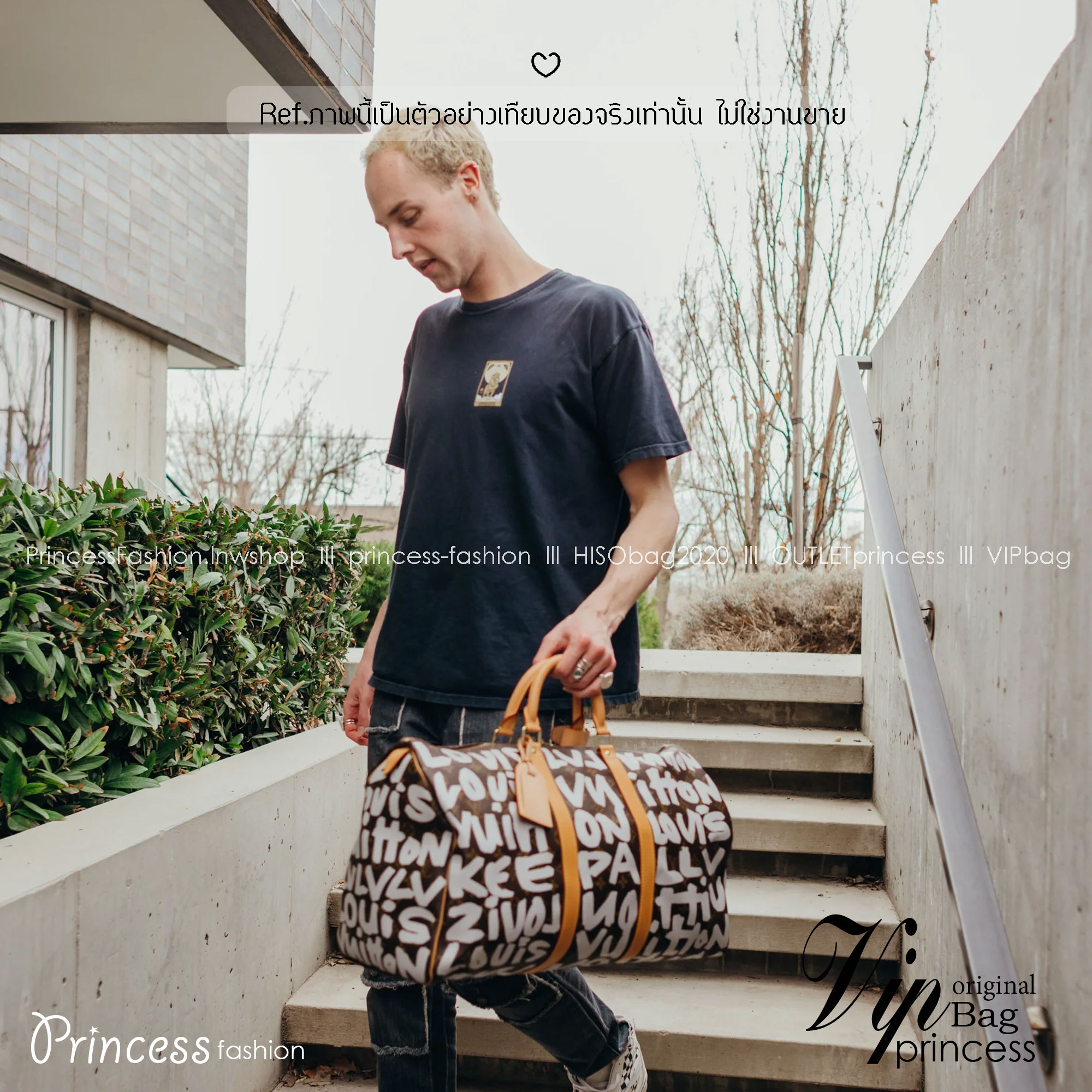 ORI หนังแท้ | LV Stephen Sprouse Graffiti Keepall 42cm กระเป๋าสะพายทรงคีฟออลใบใหญ่ ลวดลายตัวอักษรกราฟฟิกเต็มใบ