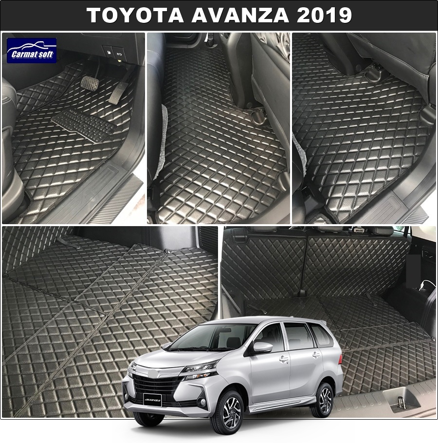 พรมปูพื้นรถยนต์ TOYOTA AVANZA 2019 ลายDIAMOND ยางปูพื้นรถEVA 12ชิ้น เต็มคัน