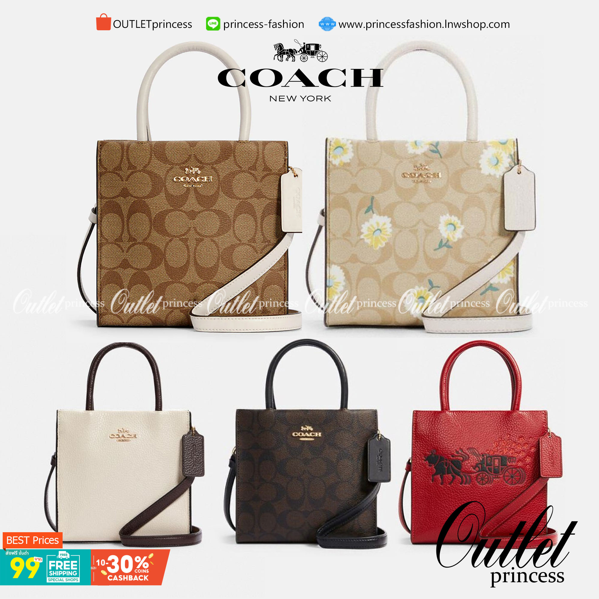 COACH MINI CALLY CROSSBODY IN SIGNATURE ((3599, 2184, 5693, 2134, 2183)) พร้อมส่งที่ไทยทันที! กระเป๋าสะพายครอสบอดี้ร์ กระเป๋าครอสบอดี้โท้ทมินิไซส์ รุ่นใหม่สุดฮอต!! ใบจริงคือน่ารักม้ากกกก!! สวยอยู่ทรง น่ารักน่าใช้ ทรงTote ปากกระเป๋าเปิดปิดแบบแม่เหล็ก ภายใน