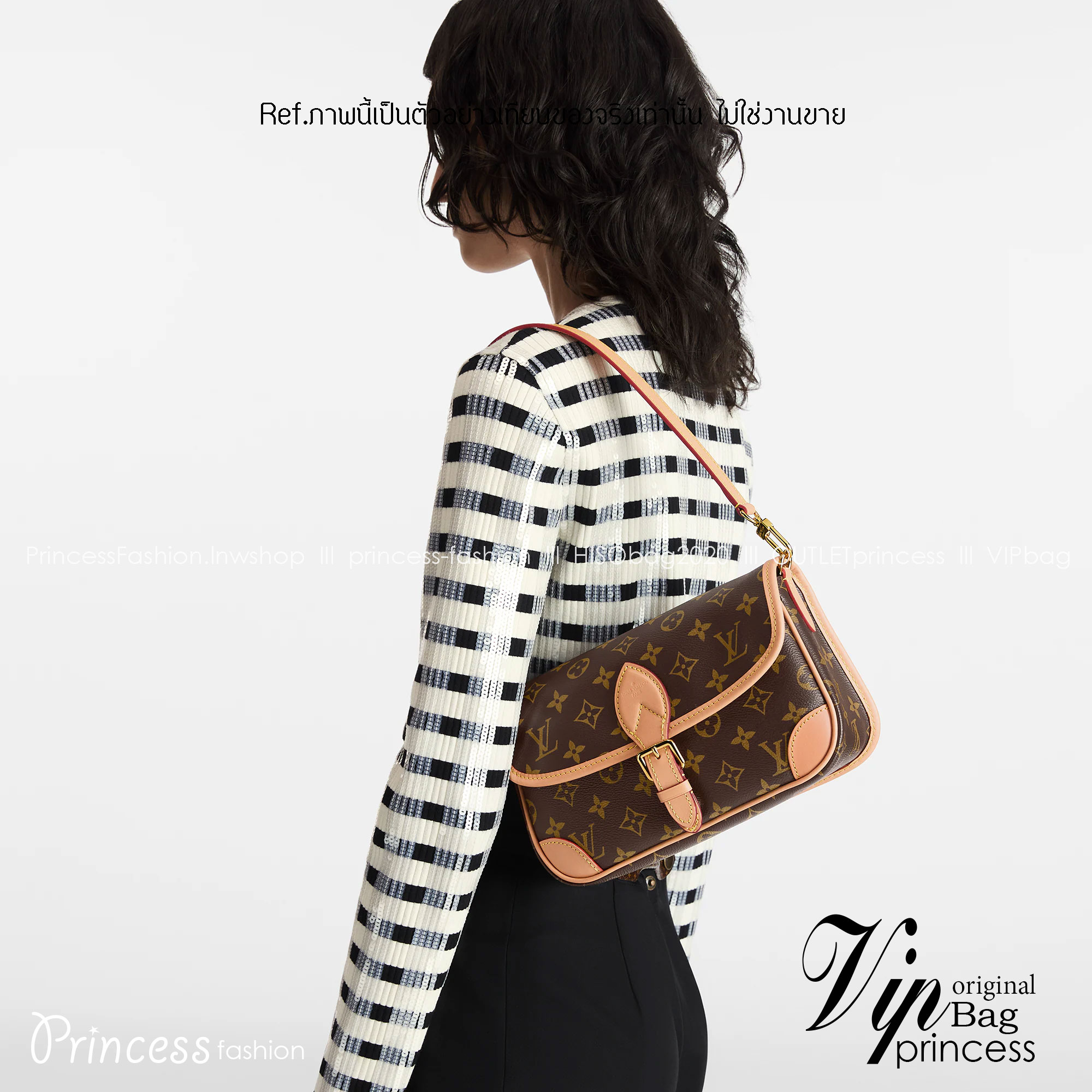 LV DIANE Monogram Canvas - Handbags ดีไซน์น่ารักน่าใช้มากๆ มีสายมาให้ถึง 2 แบบ สายหนังคล้องไหล่ได้ และสายสปอร์ตครอสบอดี้ได้ ปรับเปลี่ยนใช้ตามลุคแต่ละวันได้เลย