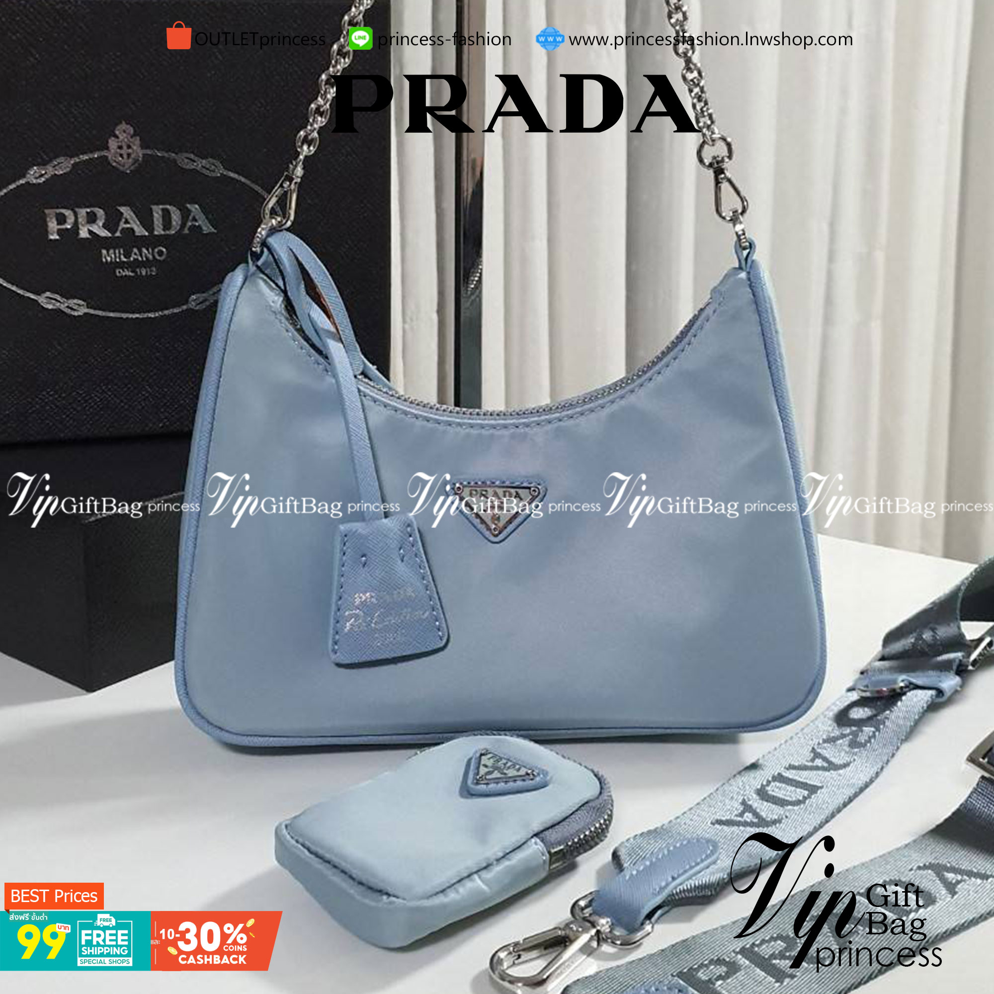 Prada Re-Edition 2005 Re-Nylon bag ใบเดียวคุ้มมากค่ะ อุปกรณ์ ครบชุด **ซื้อ1ได้ถึง3ไอเท็ม ทั้งสายยาว และกระเป๋าใส่เหรียญ และป้ายแท็คหนัง อย่างดี **อะไหล่ปั้มแบรนด์แท้ทุกจุด วัสดุทำจากผ้า Nylon อย่างดี กันน้ำได้ อยู่ทรงสวย สามารถใส่กระเป๋าตังค์ใบกลางได้ ถอด