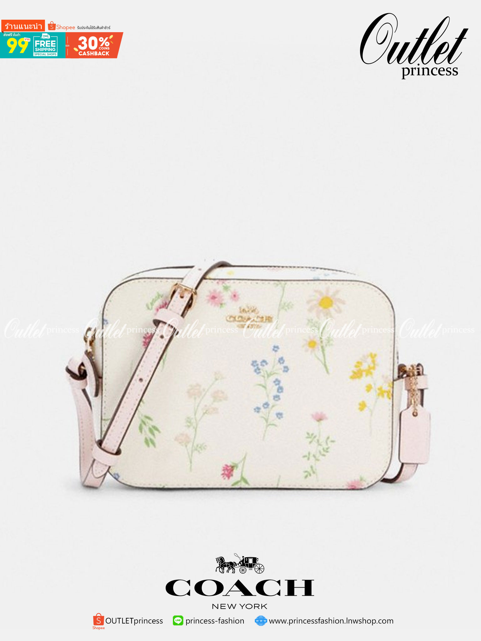 COACH Wildflower Printed GEMMA Mini Camera Bag น่ารักได้ไม่ต้องรอเช่นเคยอีกหนึ่ง!! สายหวาน สายเจ้าหญิง ไม่ควรพลาด!! กระเป๋าทรงกล่องสุดฮิต ในดีไซน์มุ้งมิ้ง มาให้จัดกันแน่นๆเลยจ้า ดอกไม้คละเต็มใบ สวยๆหวานๆ ด้านหน้ามีซิปให้เก็บของได้จุกจิก ภายในโล่งกว้างใส่ข