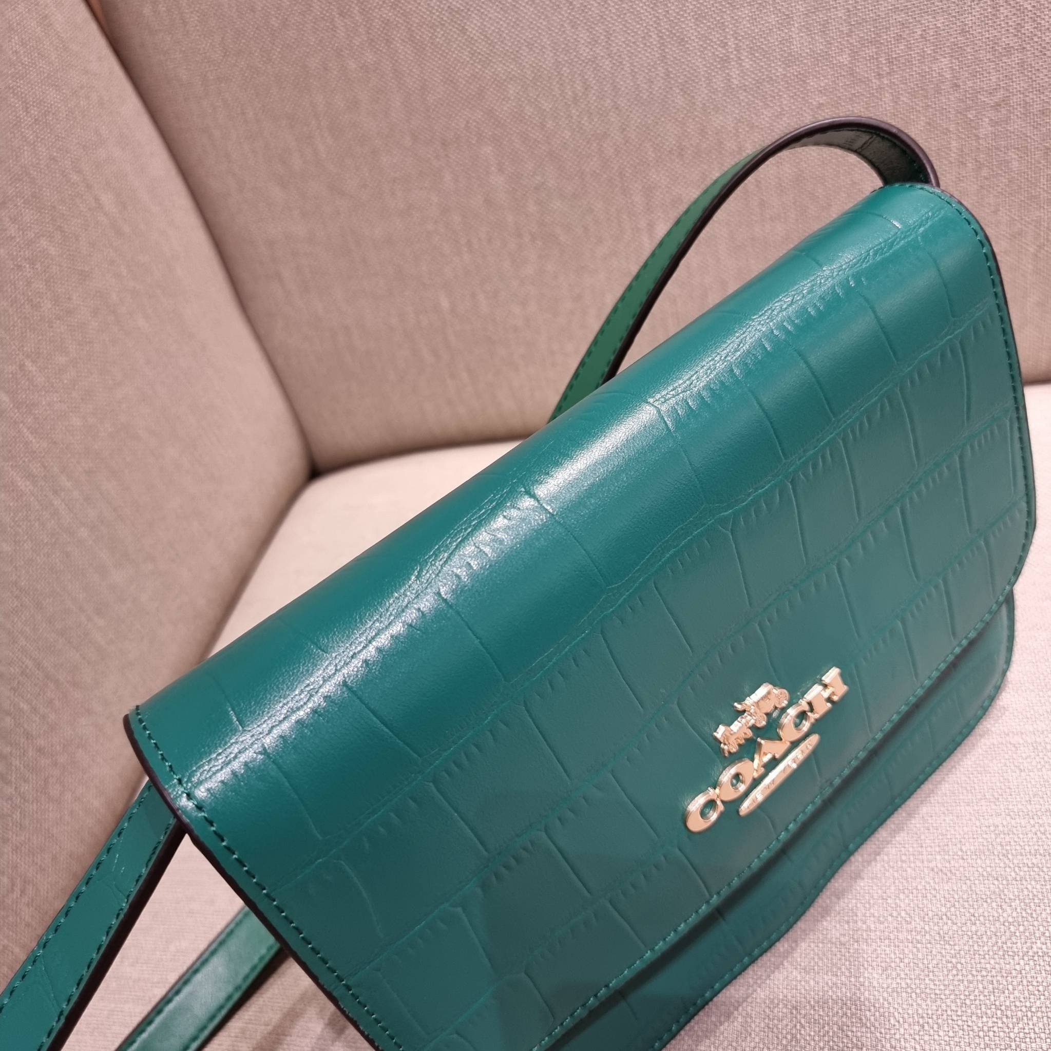 COACH C5631 BRYNN FLAP CROSSBODY แซ่บที่สุด ใหม่ที่สุด!! คอลเลคชั่นใหม่!! มองยังไงก็หลงรักละสายตาไม่ไหว กระเป๋าสะพายข้างลุคไฮน์ ที่ดีไซน์ออกมาได้ปัง และดูแพงมากๆ ด้วยดีเทลคลาสสิค รูปทรงใช้งานง่าย เรียบๆแต่มีดีเทล วัสดุหนังลายจระเข้ สวยม้าก!!! เปิด-ปิดด้วย