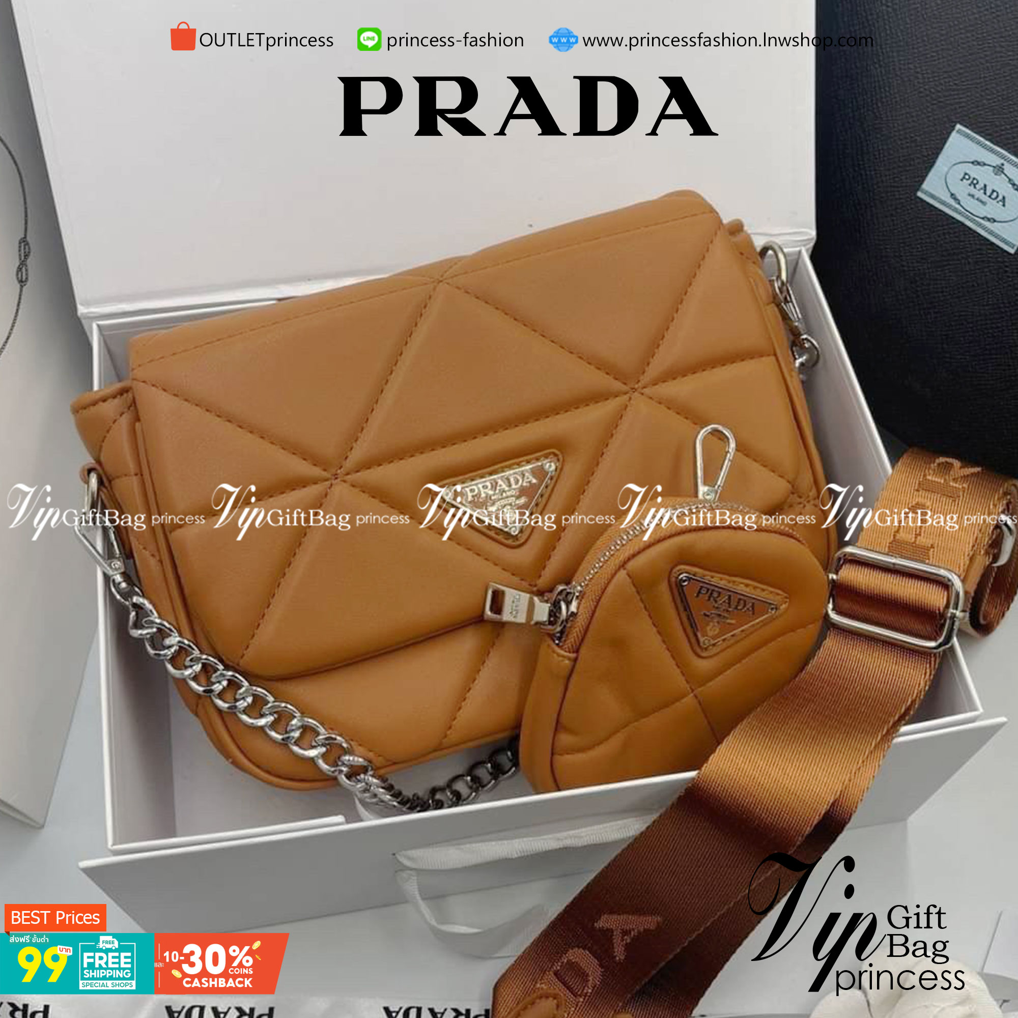 VIP 】PRADA System nappa leather patchwork bag หนังแท้ พร้อมส่งที่ไทย 6 สี