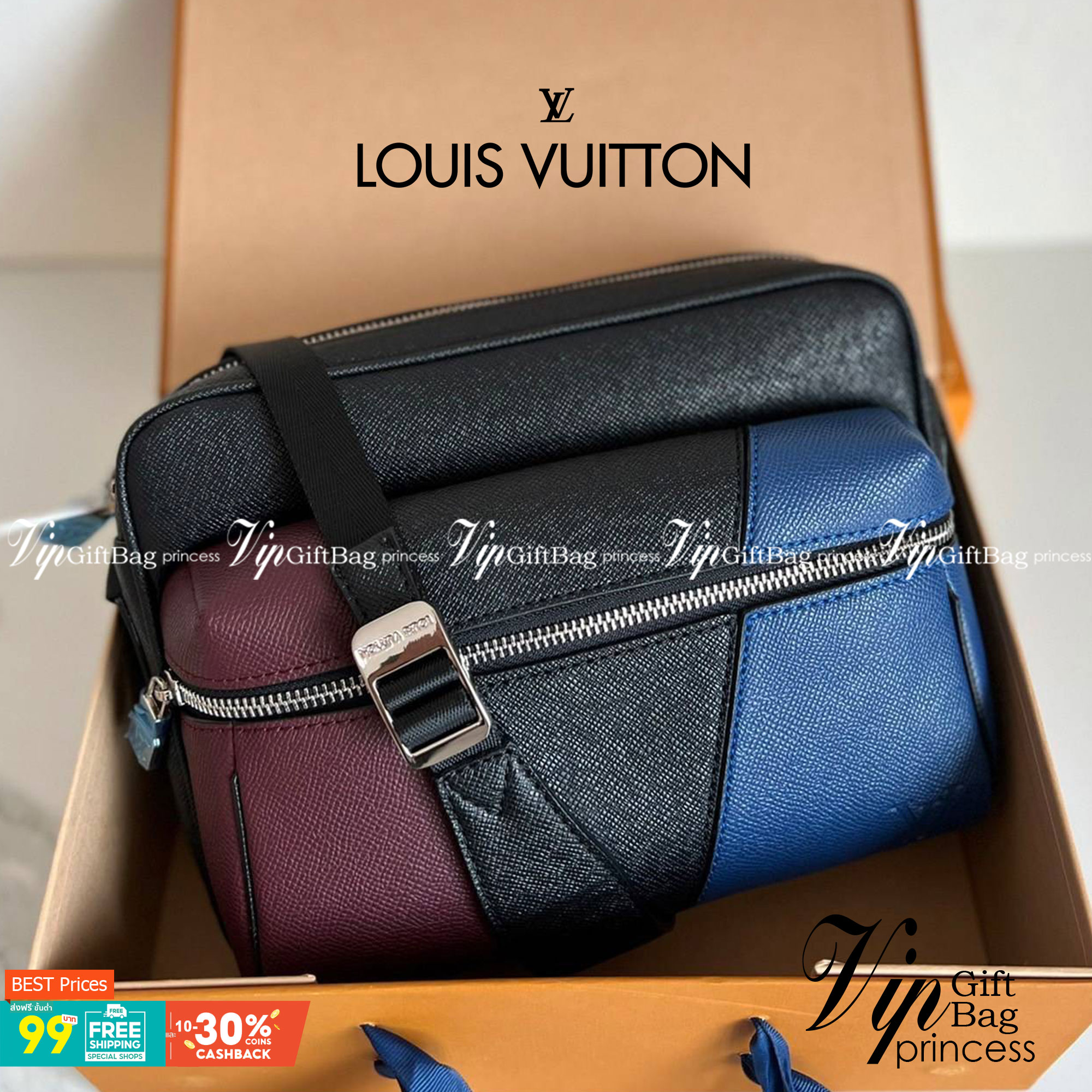 หนังแท้ Louis Vuitton taigarama outdoor messenger man bag ภาพถ่ายจากงานขายจริง
