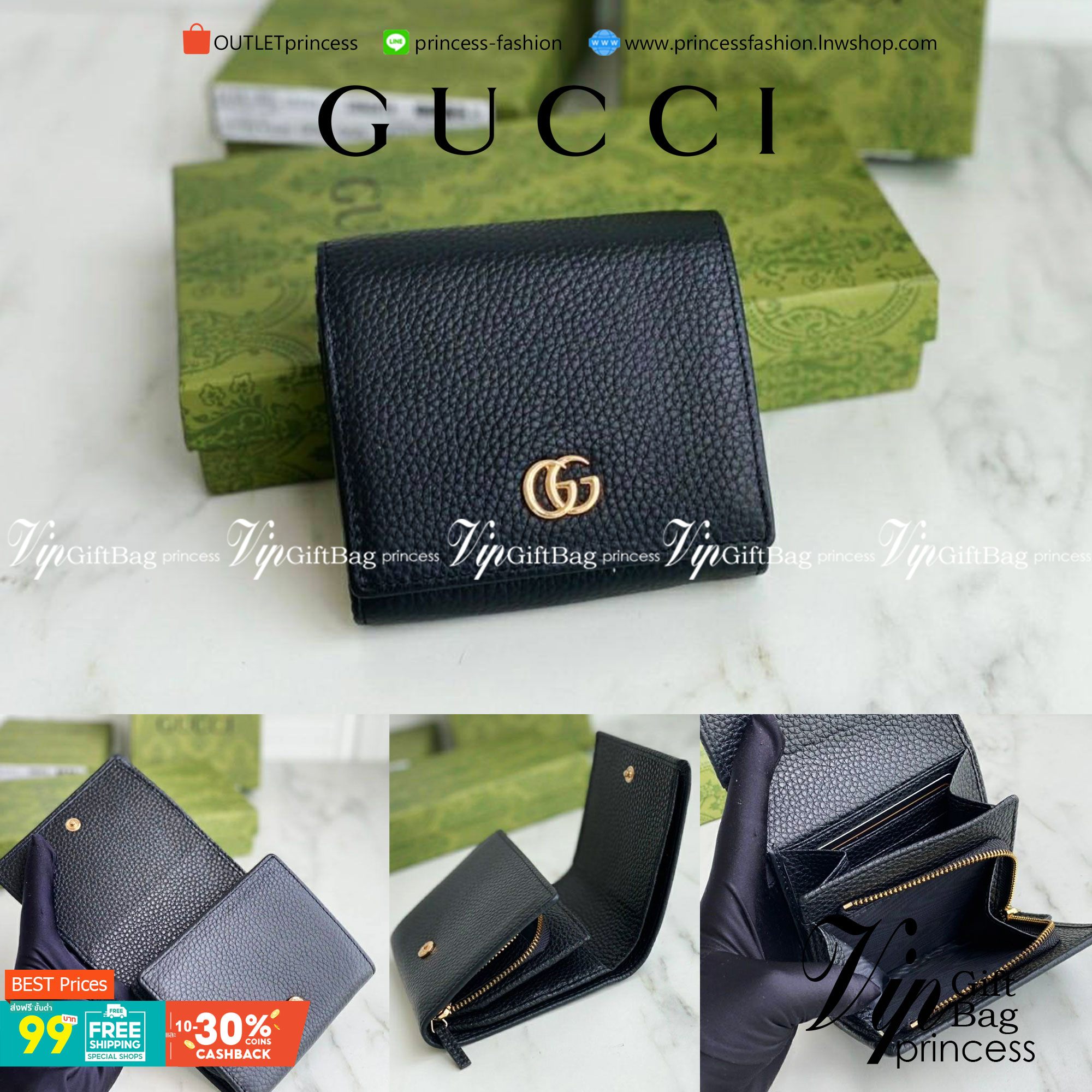VIP 】Gucci small wallet 3 พับ มีช่องซิปใส่เหรียญ น่ารักมาก งานหนังแท้ รุ่นพิเศษครบเซ็ท ราคาคุ้มที่สุด ต้อนรับปีแห่งความปัง!! เอ็กซ์คลูซีฟมาก!!