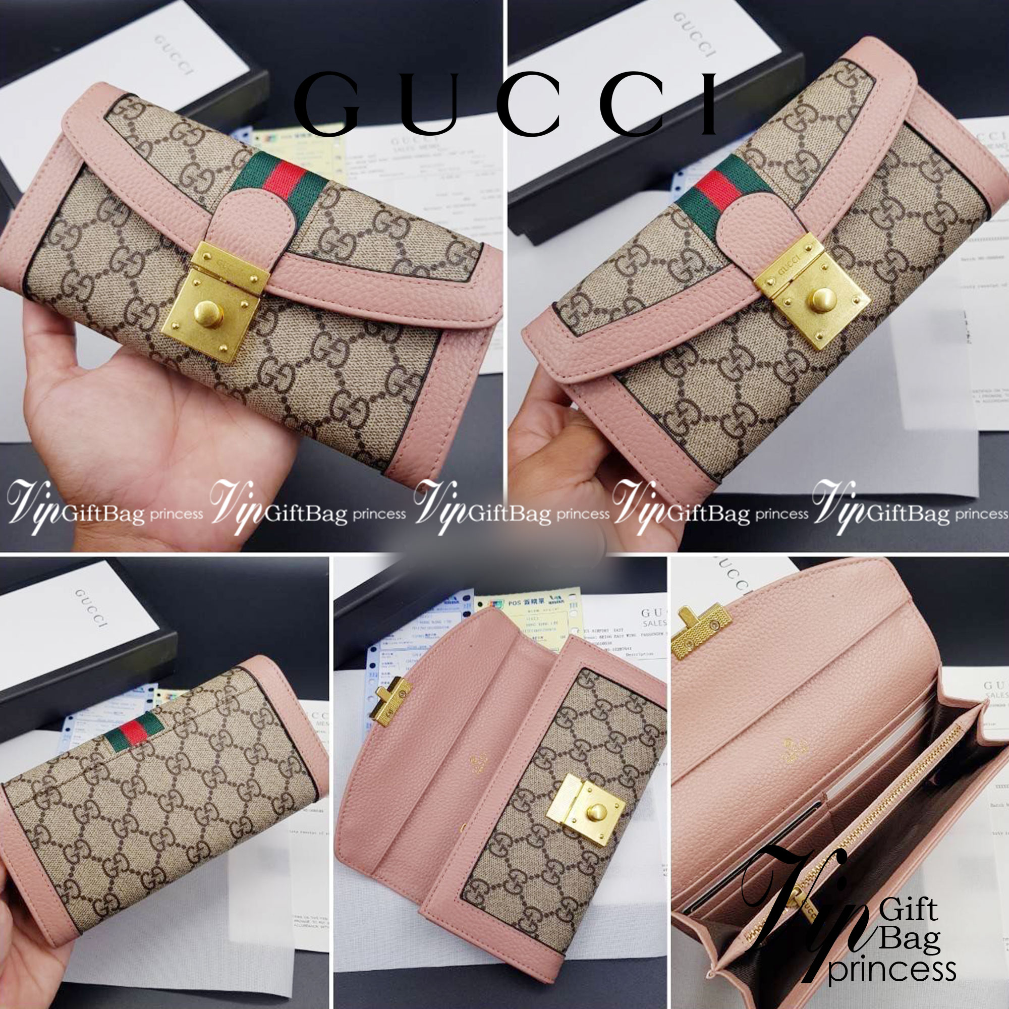 GUCCI LONG WALLET / GUCCI WALLET กระเป๋าสตางค์ใบยาว งานหนังแท้ ผสมผสานความสง่างามและคลาสสิกที่เข้ากับยุคสมัย ด้านหน้าโดดเด่นด้วยซิกเนเจอร์แบรนด์ เป็นอีกหนึ่งรุ่นที่ดาราเชเลปใช้กันเยอะมาก พร้อมส่งที่ไทย ภาพสินค้าถ่ายจากงานขายจริง ใช้งานต่างประเทศได้ค่ะ