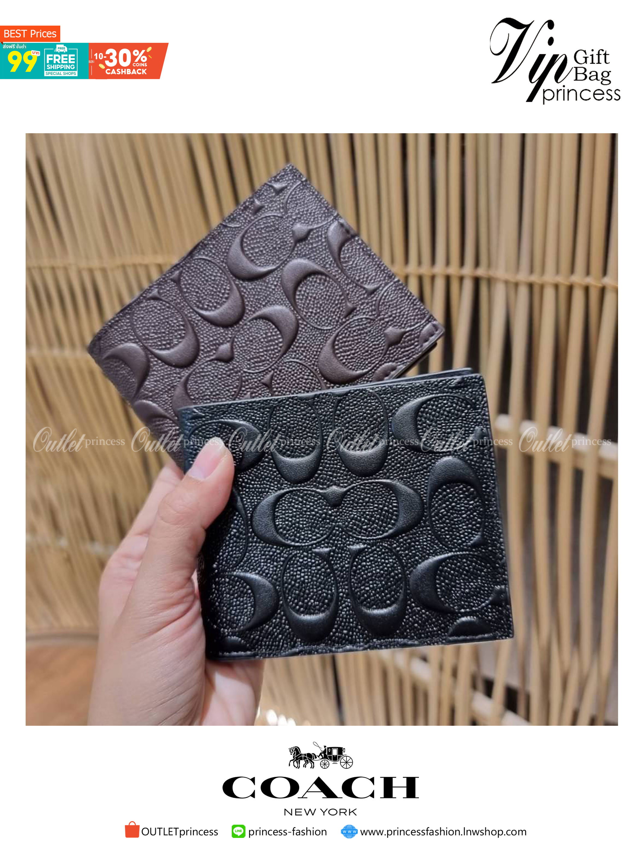 COACH 75371 COMPACT ID WALLET IN SIGNATURE CROSSGRAIN LEATHER กระเป๋าสตางค์ผู้ชาย ลาย c นูนเต็มใบ หนัง crossgrain อีกรุ่นที่ยอดขายไม่เคยตก 🤑🤑 ใบจริงดูผู้ดี ดูแพง!! ภายในมีช่องใส่บัตรได้เยอะ ใส่ธนบัตรได้ทุกใบ ซื้อให้คุณหนุ่มๆรับรองประทับใจไ