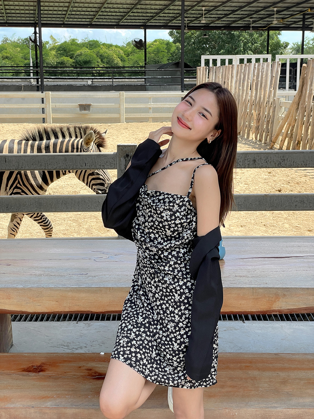 พร้อมส่ง 🍒⛱ Pretty dress & tops เดรสสายเดี่ยวลายดอก เสื้อคลุม (แยกชิ้น) (37893)