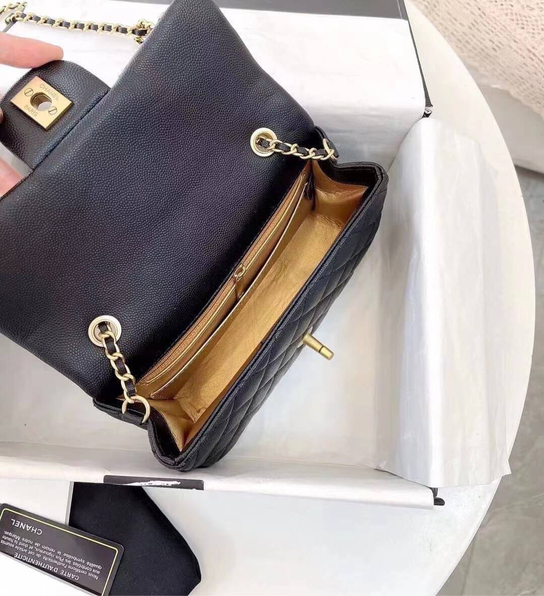 CHANEL MINI FLAP BAG CAVIAR Leather GOLD tone hardware พร้อมส่ง 5 สี