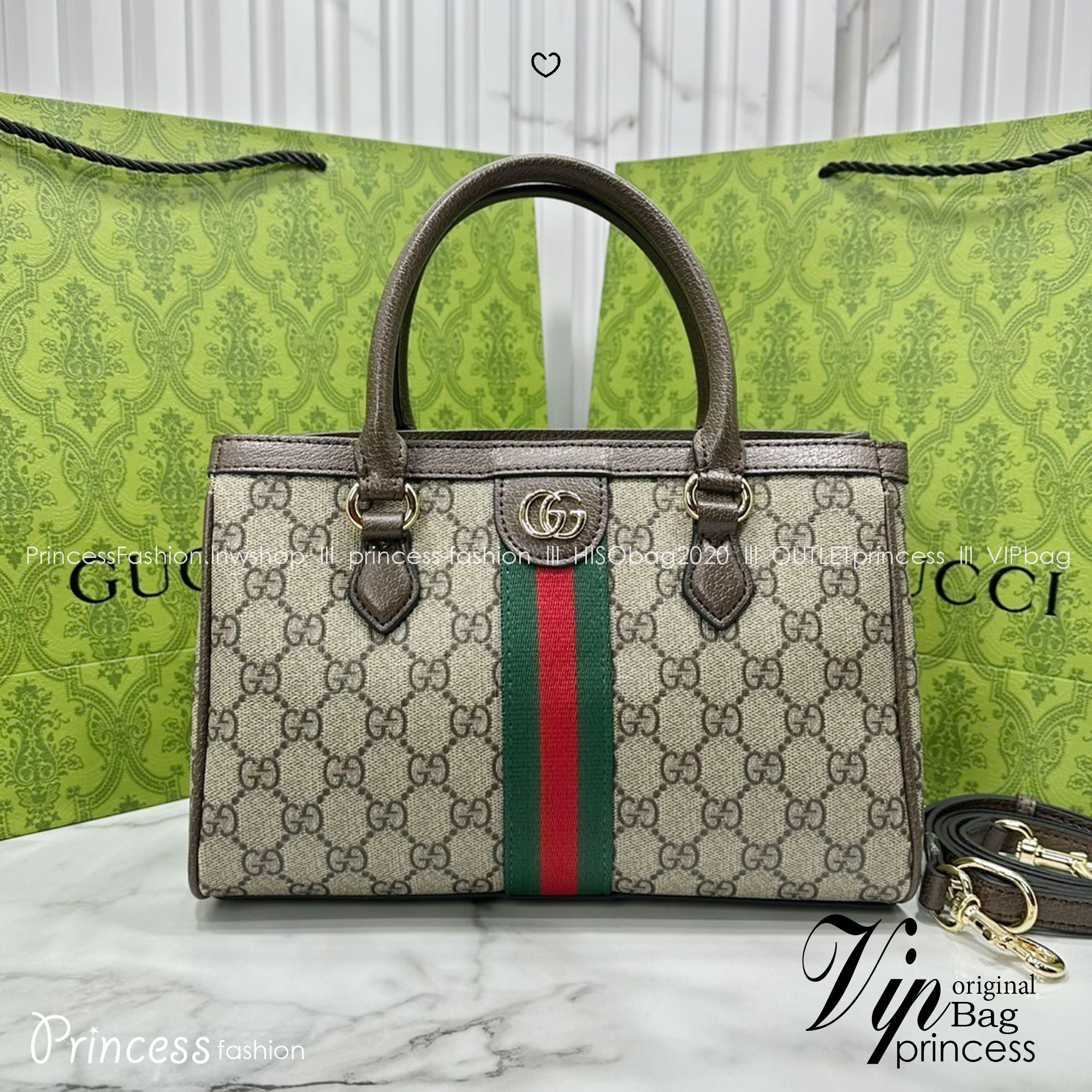 ORI หนังแท้ | Gucci Ophidia small tote bag Monogram Double G / Gucci Tote Bag กระเป๋าสะพายทรงโท้ทใบเล็ก คอลเล็กชั่น Ophidia ไฮไลท์รูปทรงและฟังก์ชั่นการใช้งานที่ได้รับการตีความใหม่