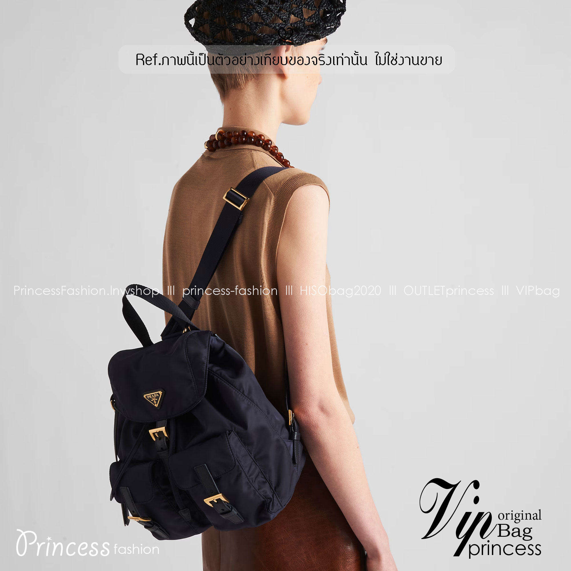 หนังแท้ | Prada Small Re-Nylon backpack กระเป๋าเป้สะพายหลังไนลอน สัมผัสความหรูหราคลาสสิก ดีไซน์เรียบง่ายทันสมัย พร้อมใบลูก สะดวกใช้งาน