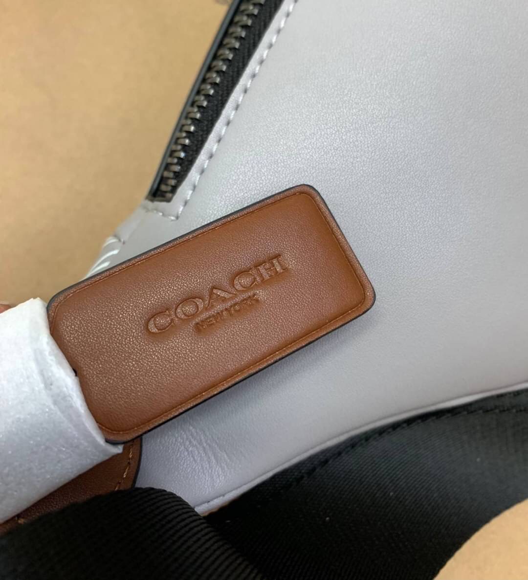 OUTTLET 】COACH RIVINGTON BELT BAG IN REFLECTIVE SIGNATURE LEATHER (78899)