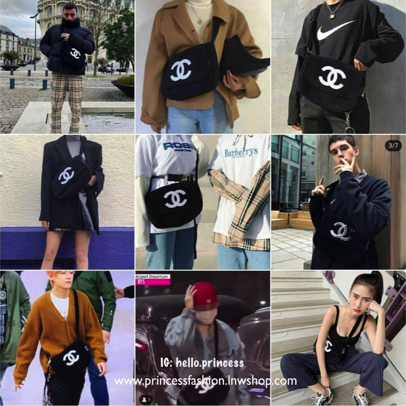 พร้อมส่งรุ่นขายดี! ฮิตที่สุด! Chanel Beaute Crossbody Bag กระเป๋าถือหรือสะพายพรีเมี่ยมของเเท้จาก Chanel Cosmetic Counter VIP Gift รุ่นแนะนำวัสดุขนวูฟหนานุ่มตัดโลโก้แบรนด์หนังแก้วสวยโดดเด่น น้ำหนักเบา เปิดปิดด้วยฝาปิดกระดุมแม่เหล็ก ใบใหญ่กำลังดีใส่ ipad กร