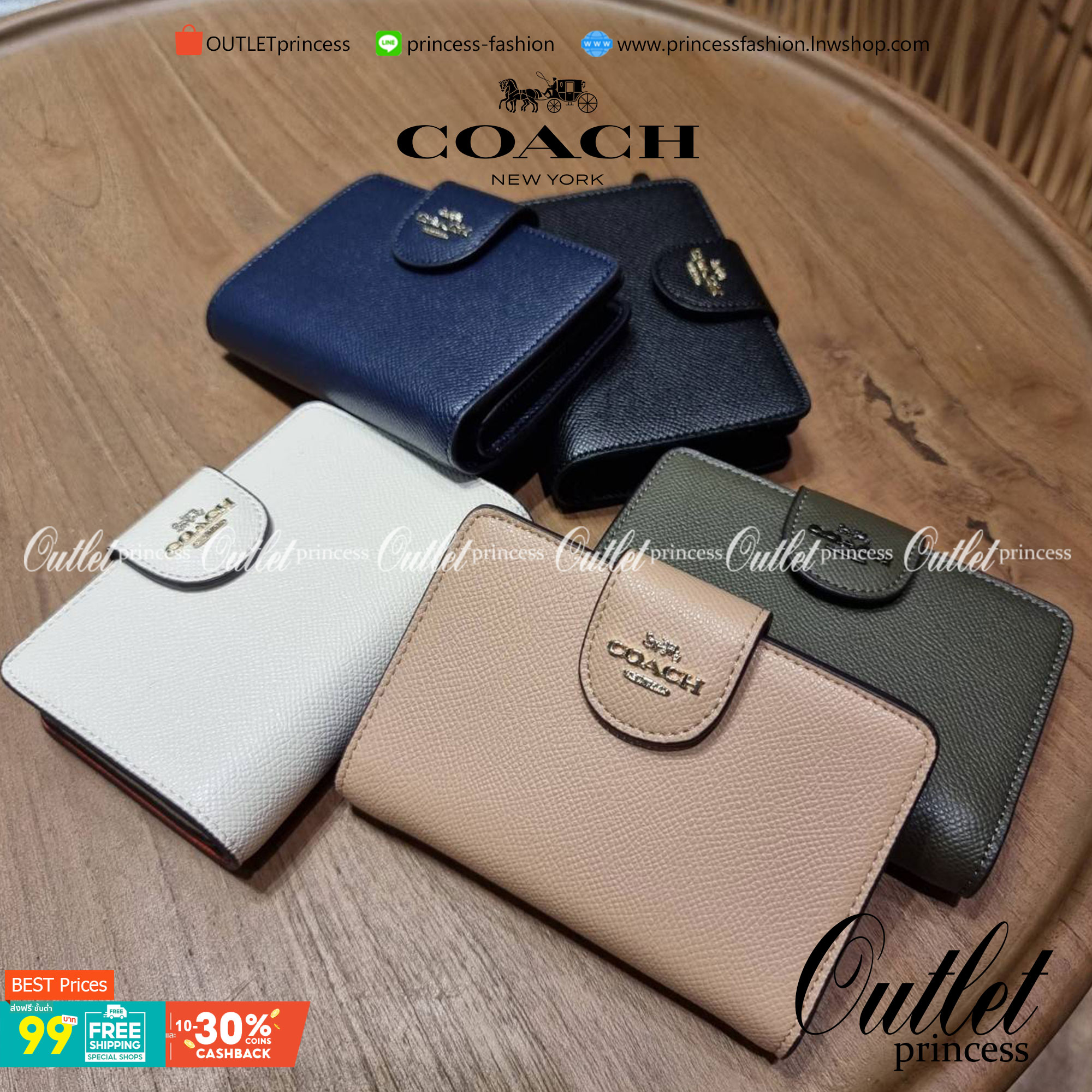 COACH 6390 MEDIUM CORNER ZIP WALLET เดอะเบสท์รุ่นที่สาวๆตามหา!! ดีไซน์ใหม่ สวยสะกด!! กระเป๋าสตางค์ใบกลาง สีคลาสสิค เรียบแต่แฝงความหรู บอกเลยว่ามันละมุนมาก!! ด้วยวัสดุหนัง crossgrain ที่ดูแลรักษาง่าย และยังดูผู้ดี ถือใช้แล้วขับผิวทุกสี ภายในมีช่องใส่บัตรแล