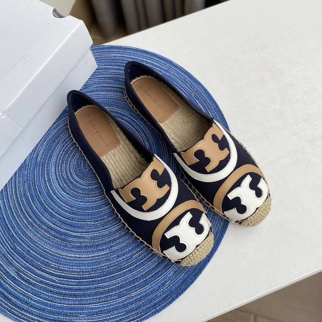 Tory Burch Espadrilles / Tory burch Poppy Espadrille Canvas / TORY BURCH SHOES เกรดออริจินอล พร้อมส่ง ภาพถ่ายจากสินค้าจริง ใช้งานต่างประเทศได้
