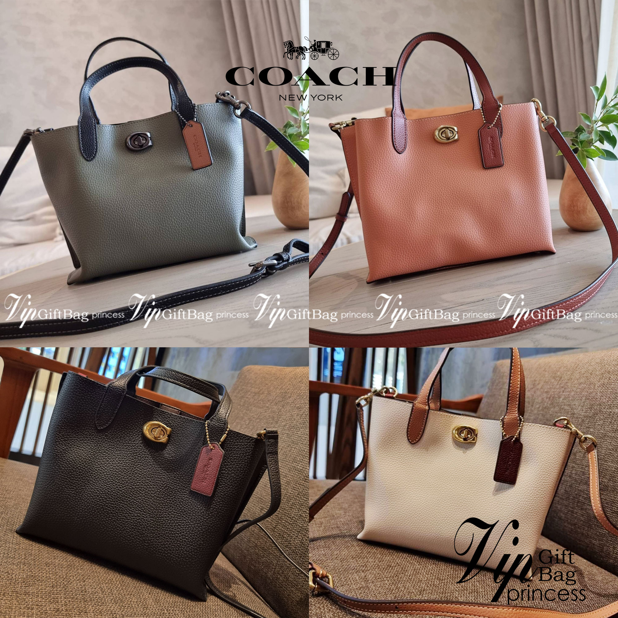 COACH C8561 C8869 WILLOW TOTE 24 IN COLOR BLOCK น้องสาวลุคลูกคุณมาแล้วจ้า กระเป๋าถือ/สะพาย ดีไซน์คัลเลอร์บล็อค ลงตัว เรียบหรู ใบจริงคือผู้ดี๊ผู้ดี ใช่ได้ทุกๆโอกาส วัสดุหนัง pepble อยู่ทรง เปิดปิดด้วยตัวบิดล็อค และอีกฝั่งเป็นกระดุมแม่เหล็ก ภายในโล่งกว้าง ใ