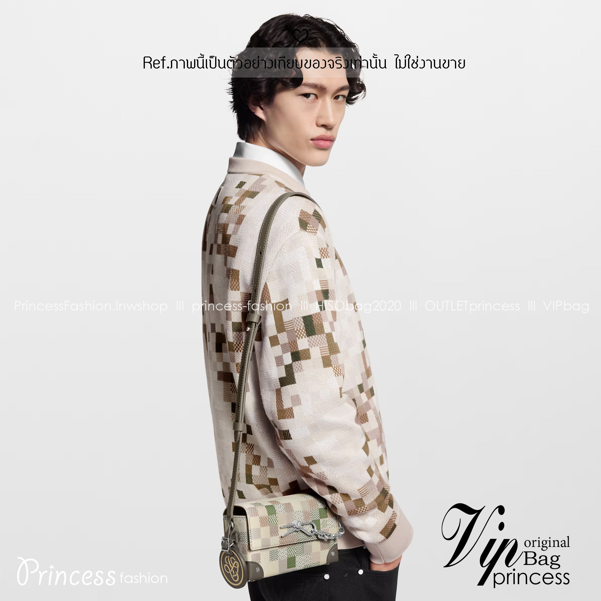 TOP ORI หนังแท้ | LV Steamer Wearable Wallet Bag กระเป๋าสะพายดีไซน์กระเป๋าสตางค์ สีเบจและสีกากี งานแคนวาสเคลือบ Damoflage แต่งขอบด้วยหนัง ขนาดกะทัดรัดใบนี้ผสานหมุดและโซ่