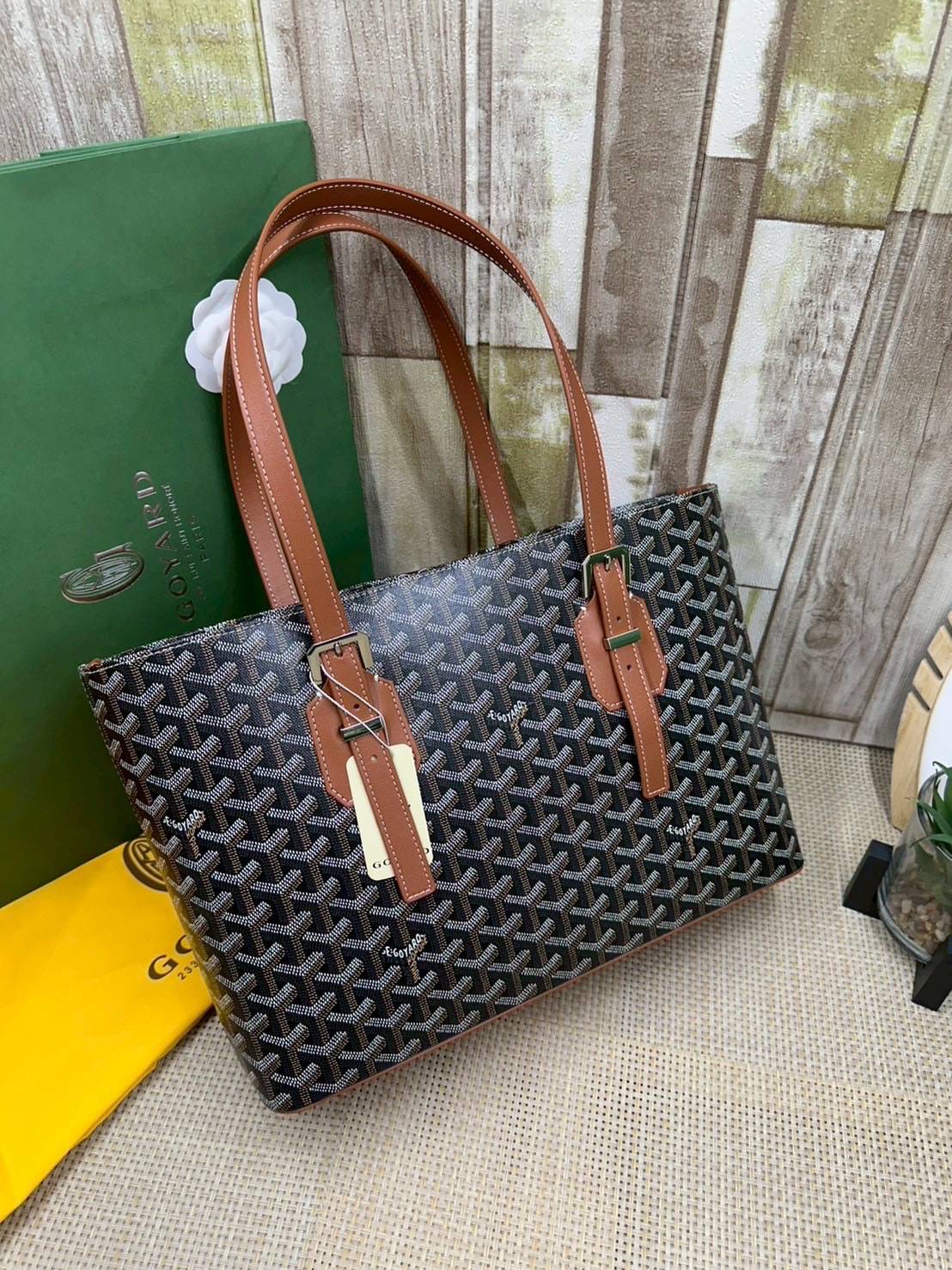7 สี ORI หนังแท้ | GOYARD Goyardine Sac Marie Galante 35cm / Goyard Tote Bag กระเป๋าสะพายทรงโท้ท พร้อมหูจับใช้งานง่าย ภายในโล่งกว้าง หรูหราลงตัว