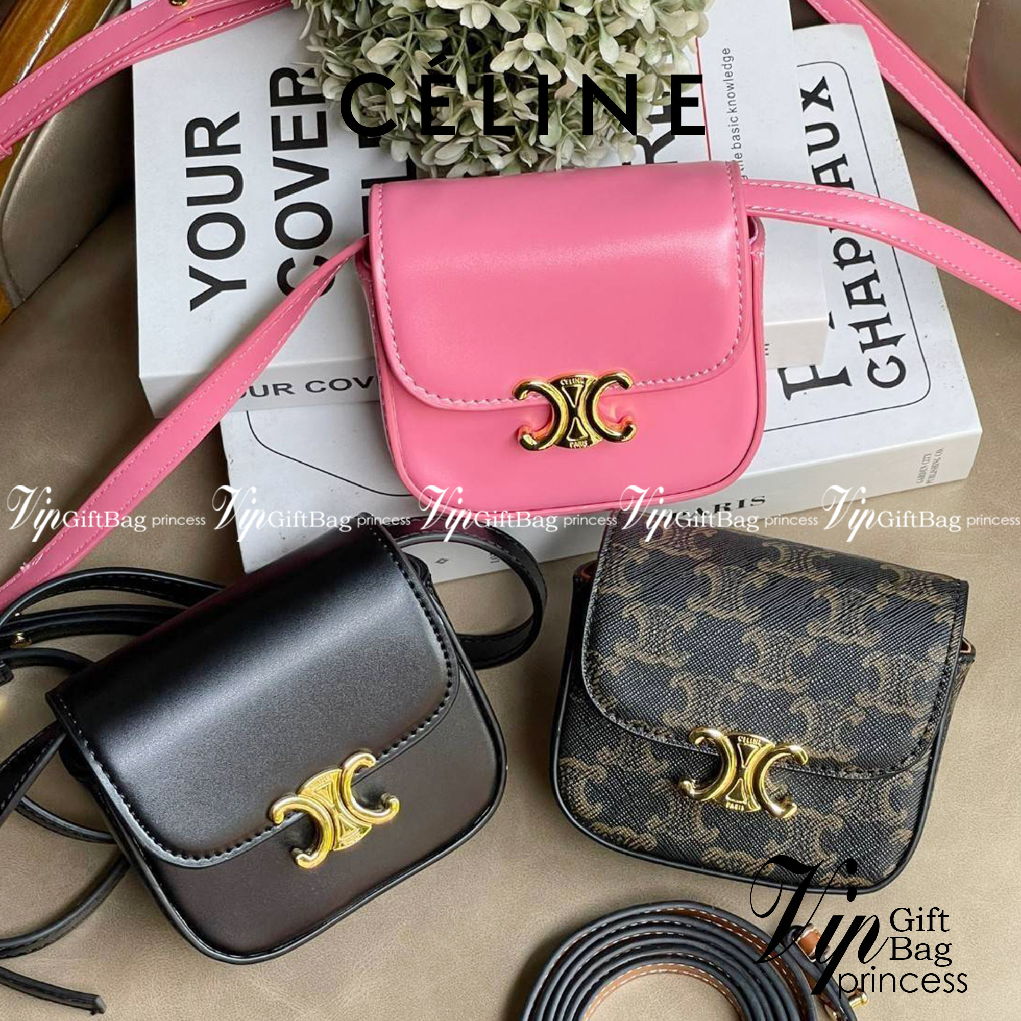 CELINE MINI TRIOMPHE IN TRIOMPHE CANVAS กระเป๋ามินิทรงชิค ดีไซน์รูปกล่องสุดแสนมินิมอล สามารถสะพายแบบ Crossbody และยังเป็น Belt Bagได้อีกด้วย วัสดุแคนวาสลาย Triomphe แบบไม่มีตกยุค ด้านหน้าโดดเด่นด้วยโลโก้สีทอง เป็นอีกหนึ่งตัวเลือกให้คุณเลือกสะพายในชีวิตประ