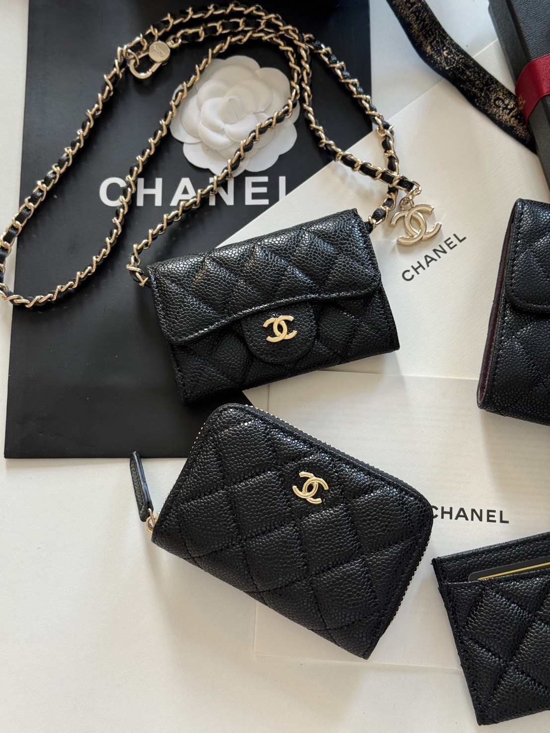 CHANEL mini wallet on chain crossbody กระเป๋าสตางค์พร้อมสายโซ่ หนังแท้ เกรดออริจินอล 1:1 สลับแท้