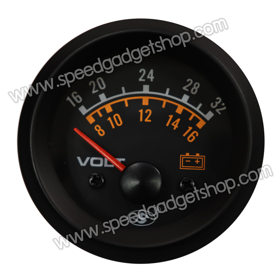 โวลท์ วัดโวลท์ volt วัดแบต วัดแบตเตอรี่ อ่านค่าได้ละเอียด สามารถใช้ได้กับไฟทั้งขนาด 12V และ 24V วัสดุแข็งแรง ทนทาน ดีไซน์สวยงามมีไฟสีส้ม ช่วยให้มองเห็นในเวลากลางคืน พร้อมขาเหล็กยึดเกจ และน็อต