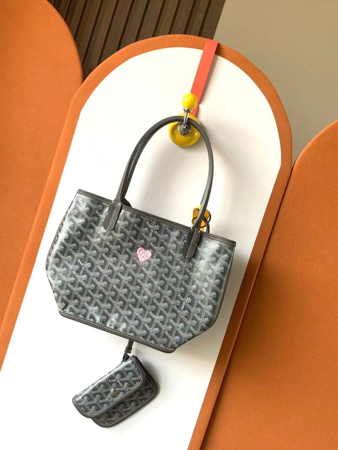 GOYARD Anjou Mini Bag Little Heart Shape กระเป๋าทรงโท้ทมินิ หนังแท้สวยเป๊ะ เกรดท็อปออริ สลับแท้ 1:1 เกรดดีสุด ใช้ต่างประเทศได้ ผ่านทุก ตม.
