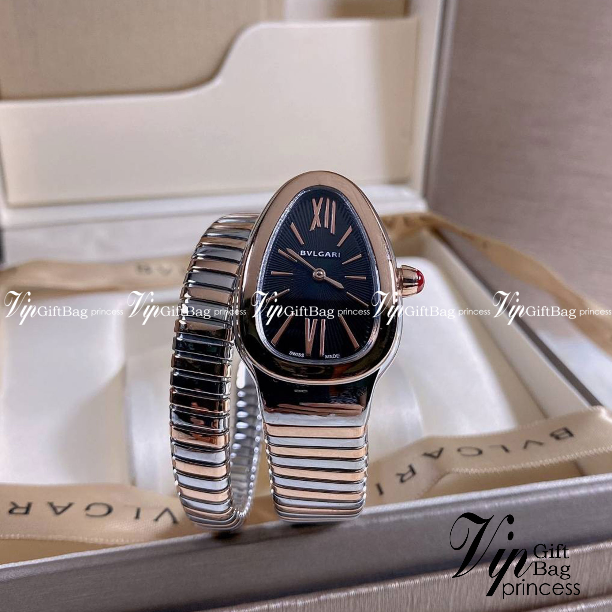 BVLGARI SERPENTI WATCH 24mm 26mm นาฬิกาบุลการี รุ่นหน้าปัดไม่มีเพชร นาฬิกาผู้หญิง ระบบถ่าน Quartz ภาพสินค้าถ่ายจากงานขายจริง