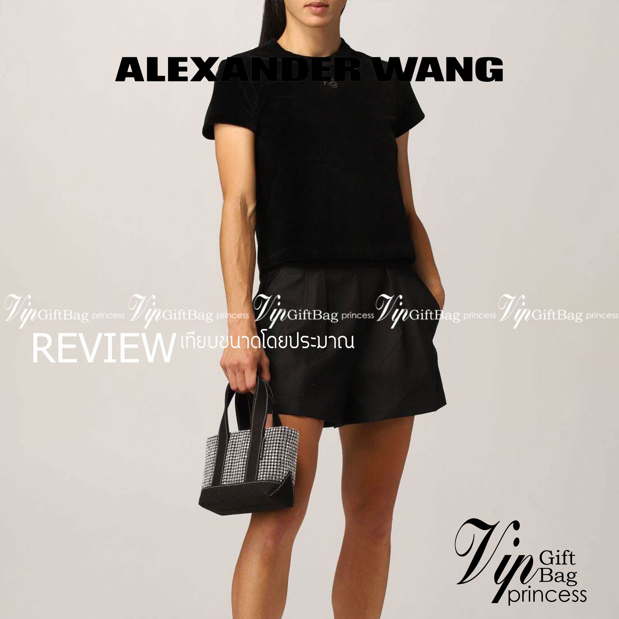 ALEXANDER WANG HANDBAG MINI TOTE WITH RHINESTONE กระเป๋าทรงมินิโท้ท น่ารักน่าเอ็นดู น่าใช้เหลือเกิน!! ด้วยความโดดเด่นเด่นของการตกแต่งพลอยเทียม ให้ดีเทลหรู ตัดสลับด้วยผ้าแคนวาส เพิ่มความทนทาน ลงตัวมากๆ และยังใช้งานง่ายด้วยหูจับในตัว เปิด-ปิดด้วยซิป ภายในเป