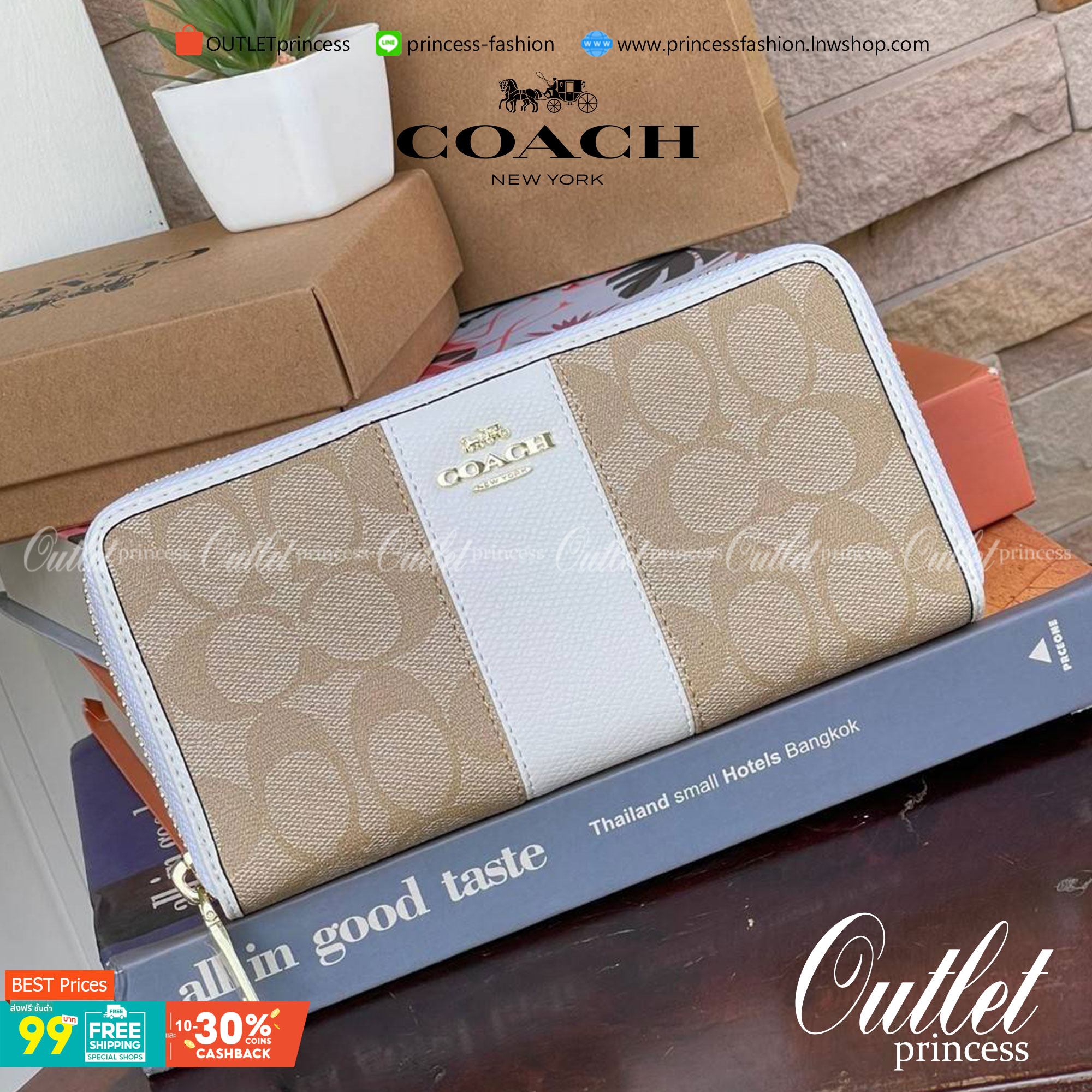 COACH F54630 ACCORDION ZIP WALLET IN SIGNATURE เป็นกระเป๋าสตางค์ที่เหมาะกับการใช้งาน นอกจากเพิ่มความมั่นใจแล้ว ยังทำให้ชีวิตของเราง่ายขึ้นอีกด้วย โดยการเปิดปิดแบบซิปรอบ สามารถใส่ธนบัตร เหรียญ บัตรต่างๆได้หลายใบเลยทีเดียว ขนาดของกระเป๋าสามารถถือแทนกระเป๋าค