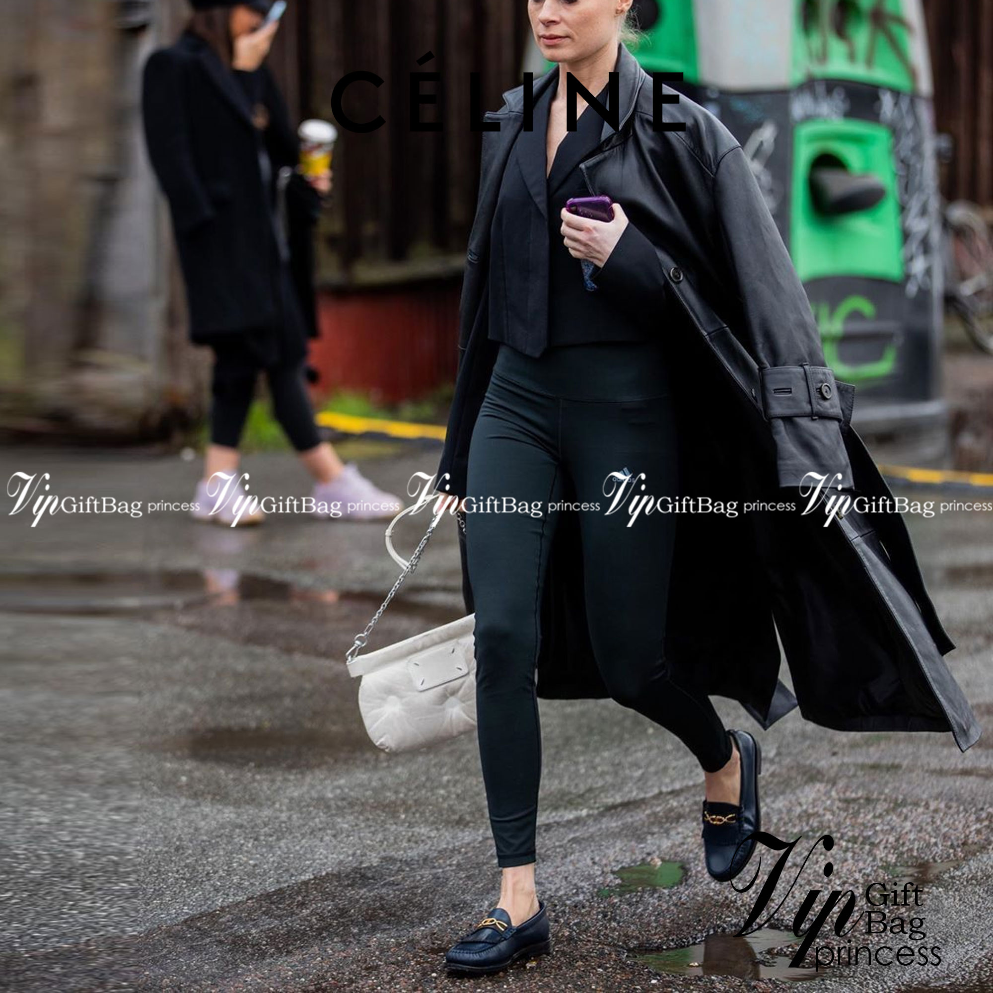 หนังแท้ CELINE LOAFER TRIOMPHE BLACK CALFSKIN LINING / Celine Shoes ภาพสินค้าถ่ายจากงานขายจริง ใช้งานต่างประเทศได้