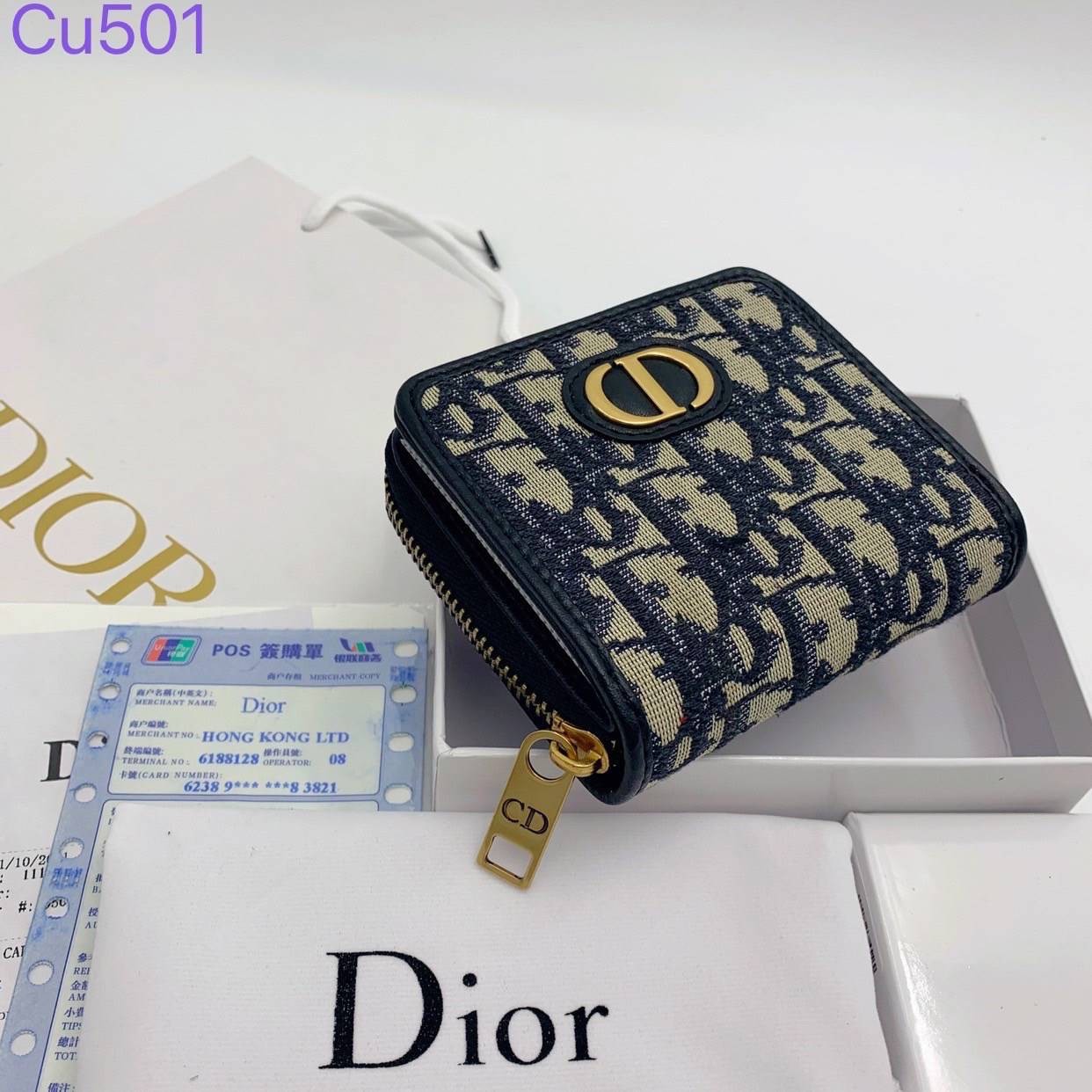 DIOR Compact Zipped Wallet jacquard leather / DIOR Card Holder กระเป๋าสตางค์แบรนด์หรู ซิปรอบ ใส่บัตร ใส่ธนบัตรได้ ครบจบในใบเดียว พร้อมส่งที่ไทย ภาพสินค้าถ่ายจากงานขายจริง ใช้งานต่างประเทศได้