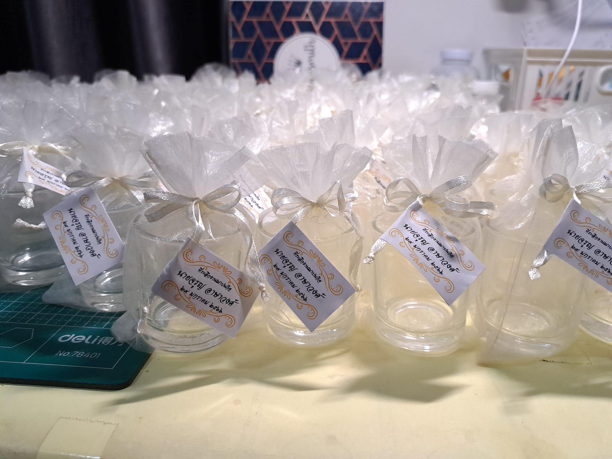 แก้วแป้กใส (ถุงผ้าไหมแก้ว-สติกเกอร์)