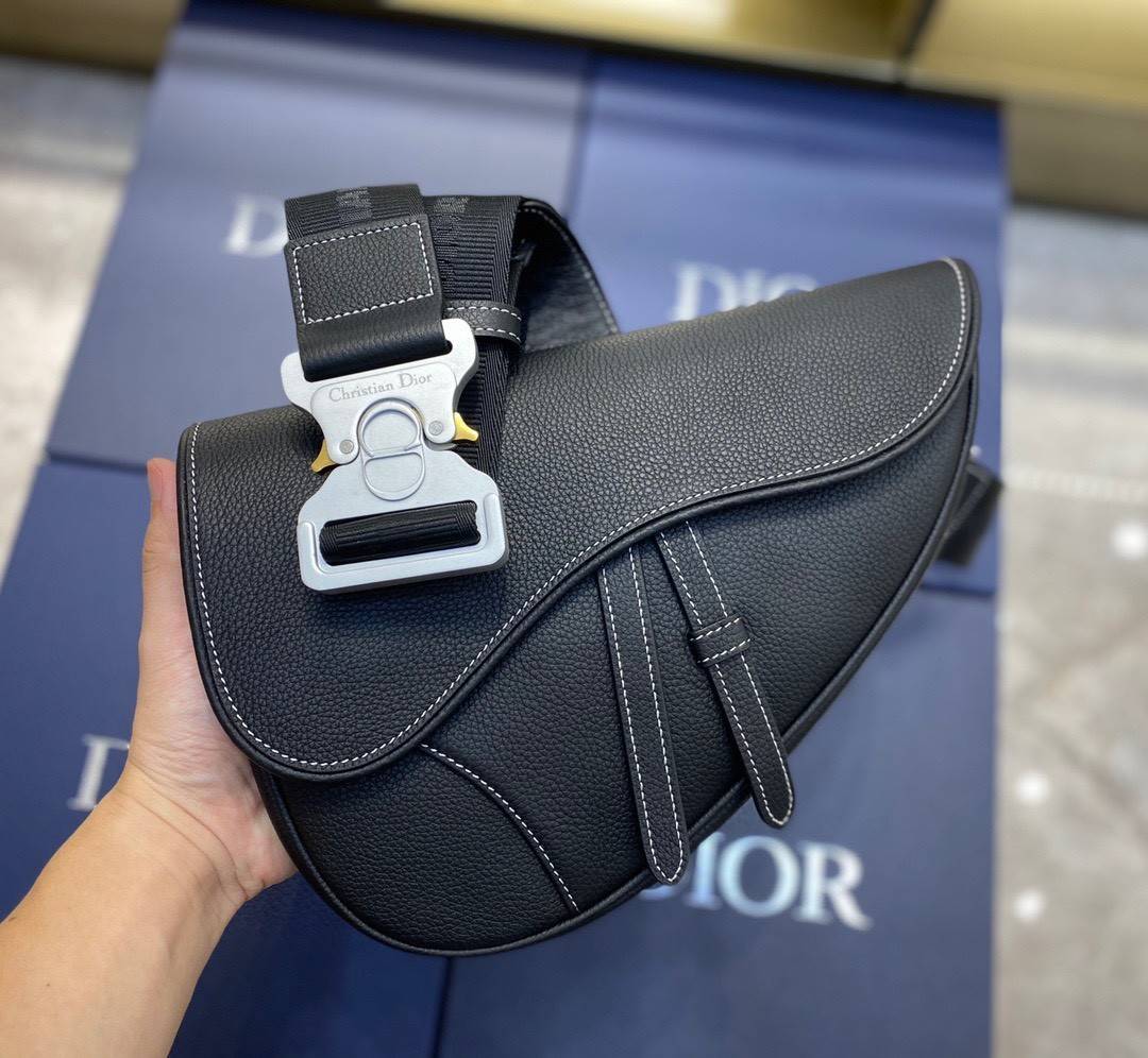 VIP 】หนังแท้ CHRISTIAN DIOR SADDLE BAG Black Grained Calfskin