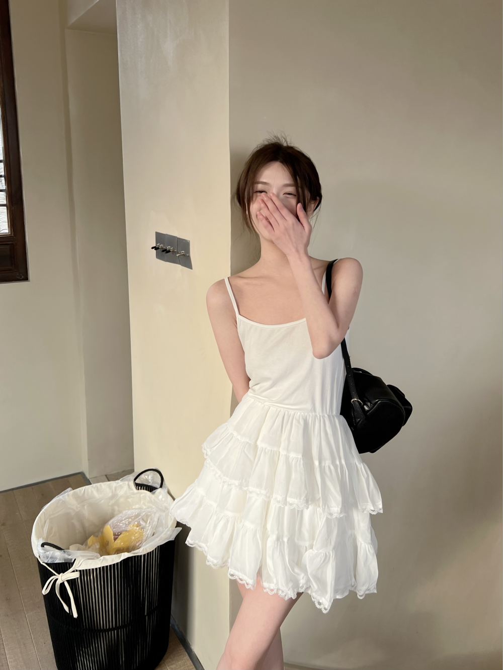 พร้อมส่ง 🥐 Sugar Plum dress เดรสสสายเดี่ยวสีขาวทรงสวยน่ารักมาก (IN38682)