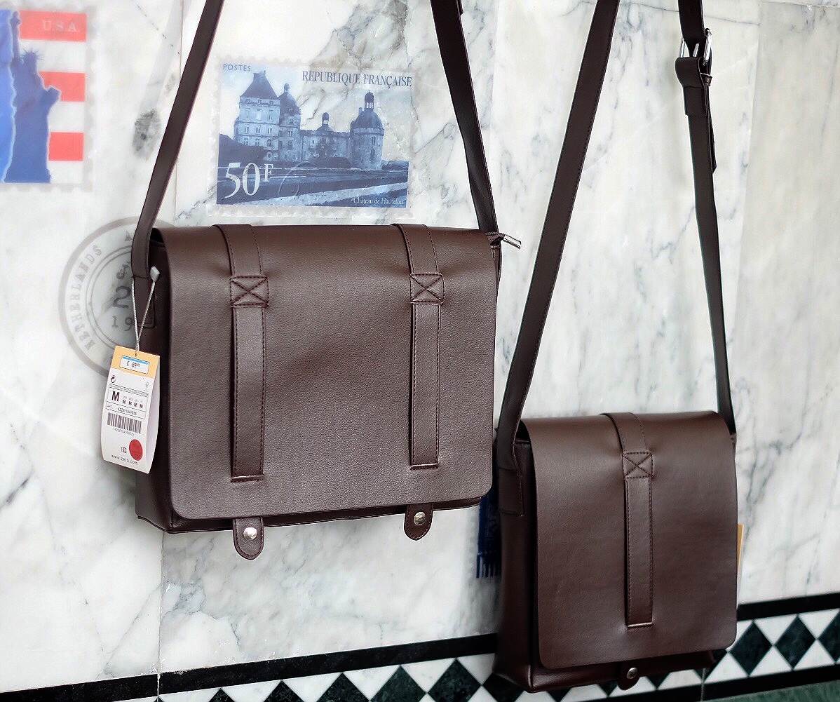 เอาใจหนุ่มๆบ้างค่า สำหรับ messenger bag หนังดี มากๆเลยน้า ลายหนังชัดสวย ใบนี้จากแบรนด์ ZARA MEN ตัวกระเป๋าขนาดกำลังดีเลยคะ สีน้ำตาลเข้มสวยมาก คลาสสิคสุดๆ มีช่องแบ่งเก็บของหลายช่องเป็นสัดส่วนมากๆคะ น้ำหนักเบา จุของคุ้ม สายยาว ปรับได้ free size สามารถสะพาย 